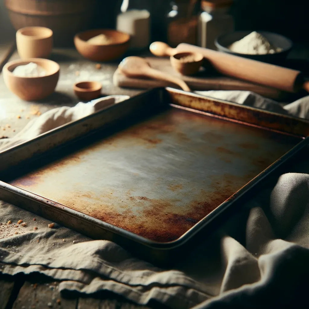 Eingebranntes Backblech