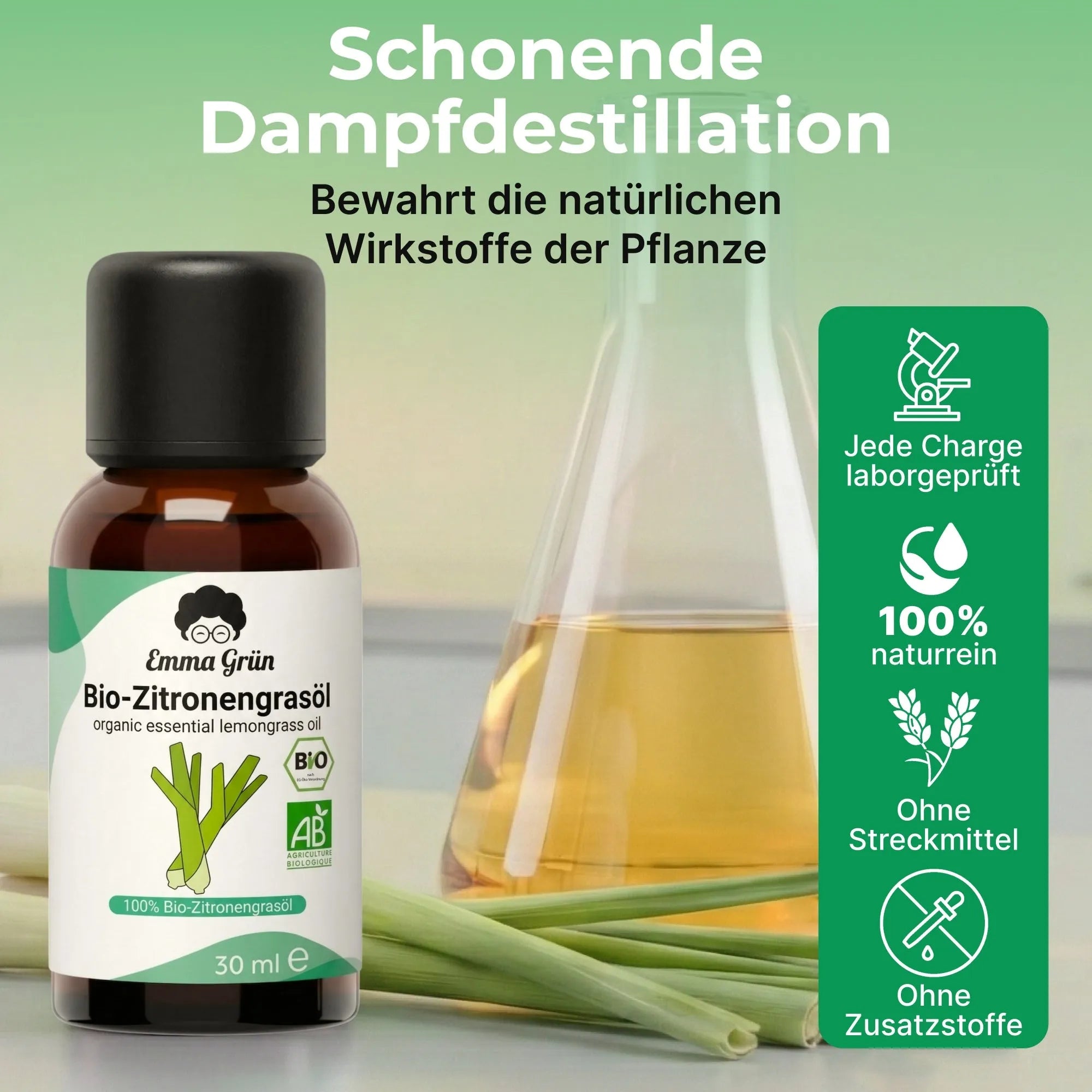 Bio-Zitronengrasöl (30 ml) Emma Grün
