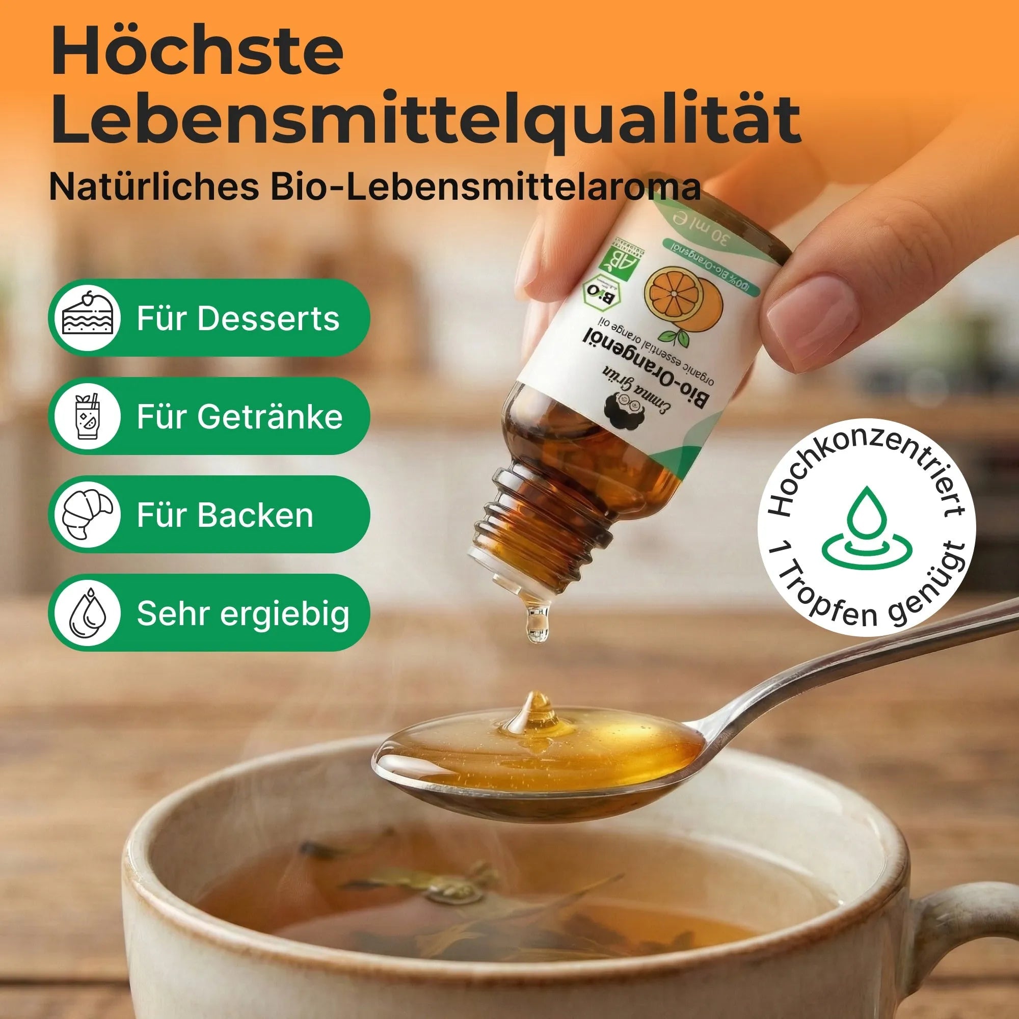 Bio-Orangenöl (30 ml) Emma Grün