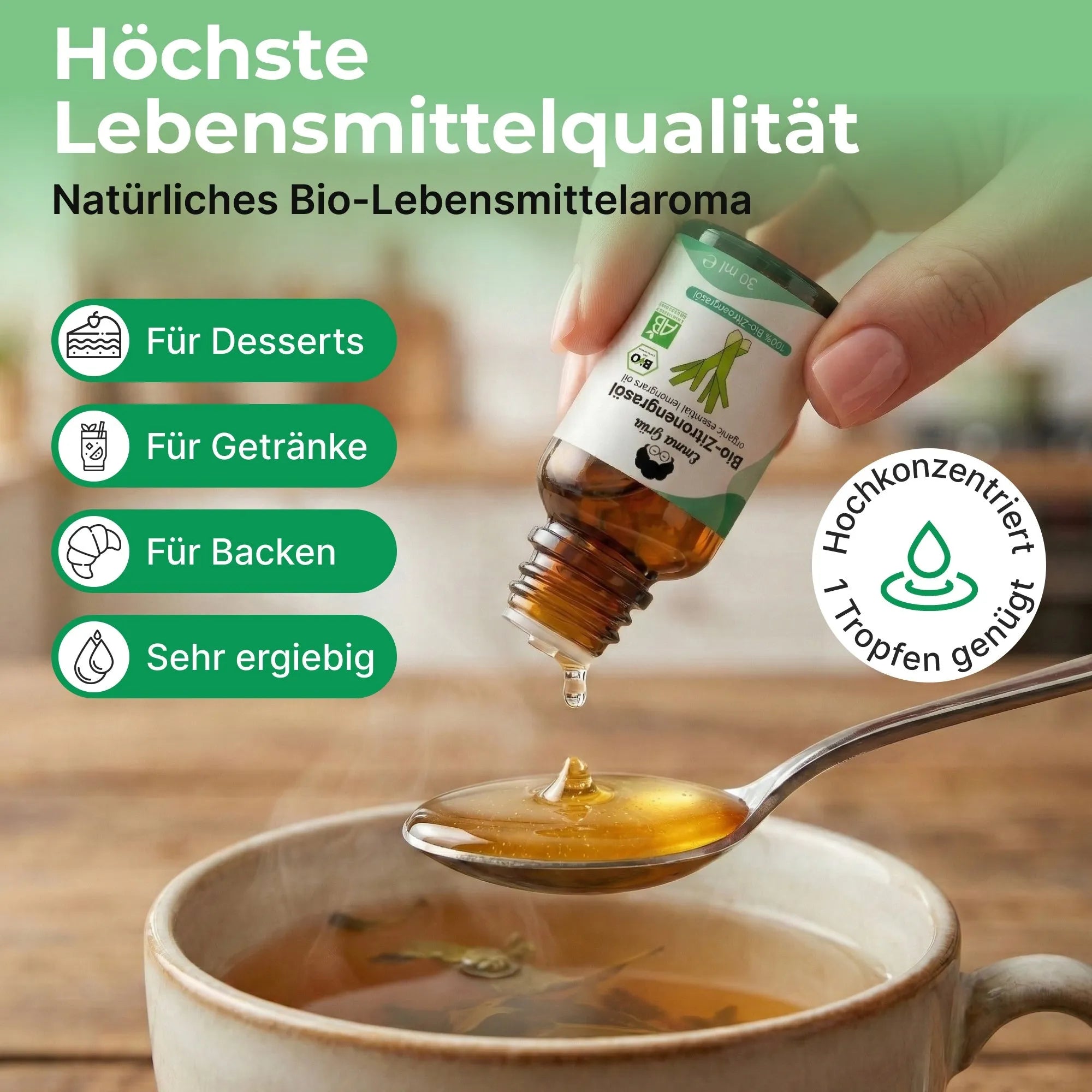 Bio-Zitronengrasöl (30 ml) Emma Grün