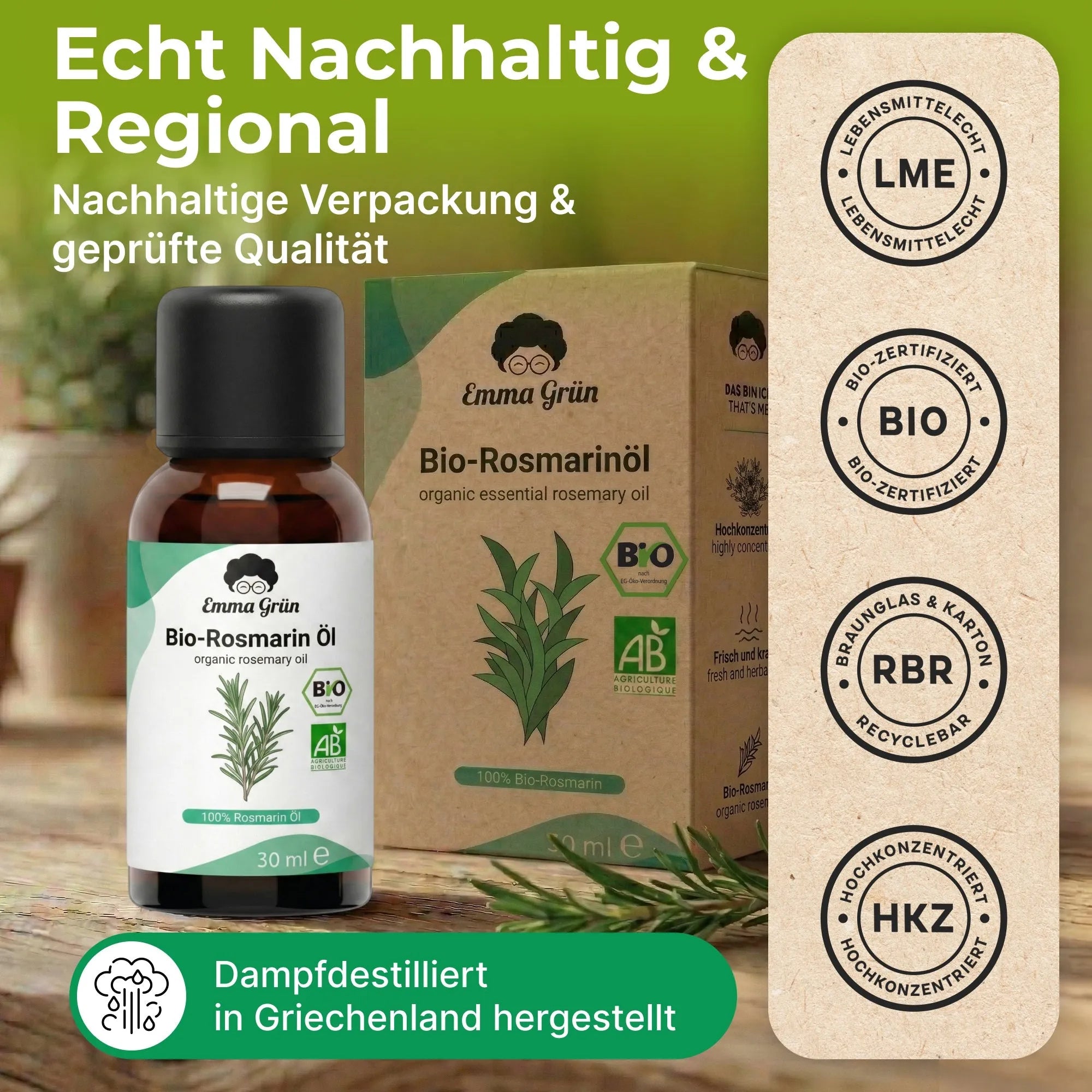 Bio-Rosmarinöl (30 ml) Emma Grün