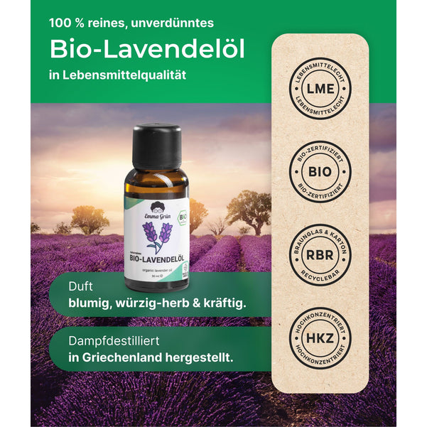 Bio Lavendelöl 30 ml, ätherisches Öl naturrein & hochdosiert, Bio-Qualität