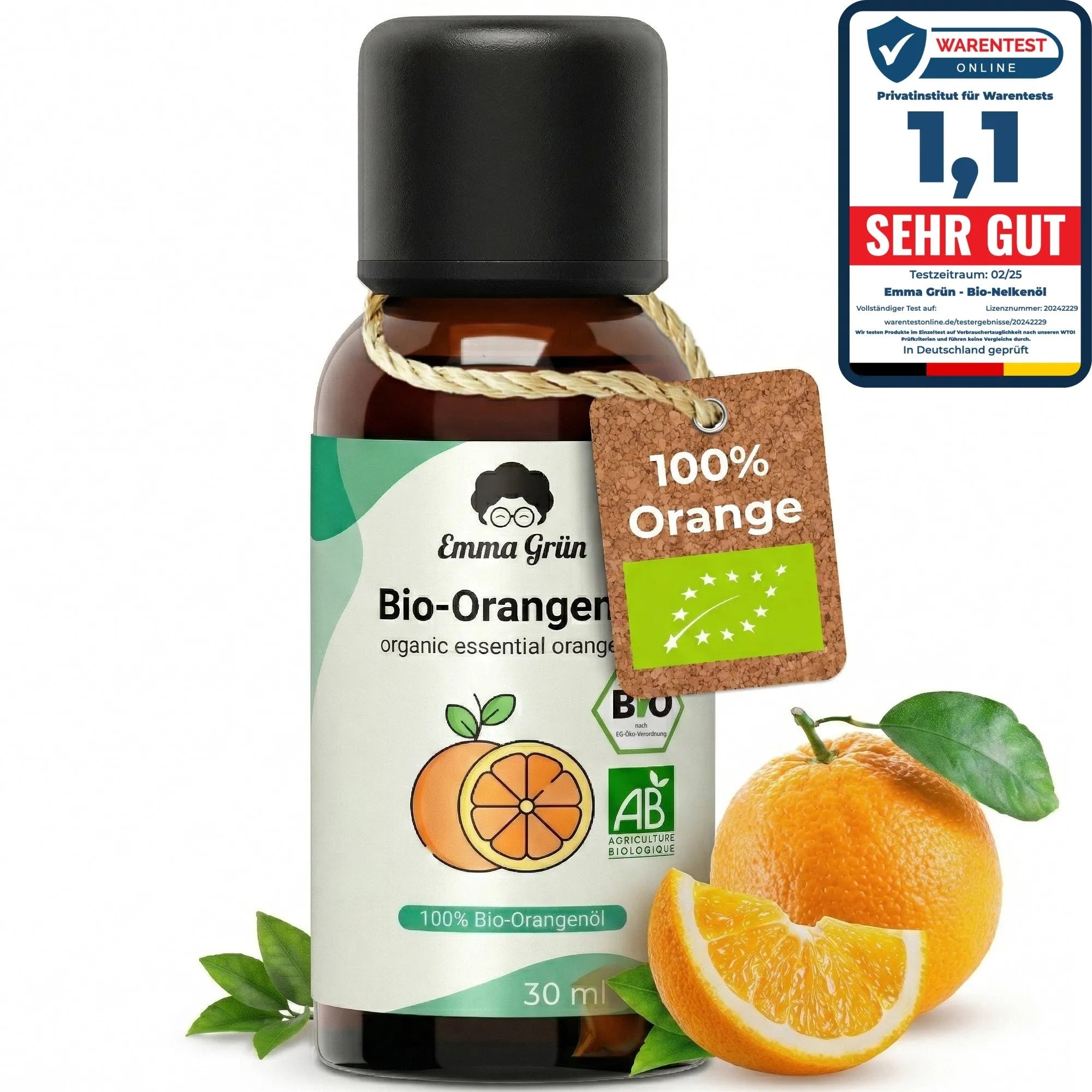 Bio-Orangenöl (30 ml) Emma Grün