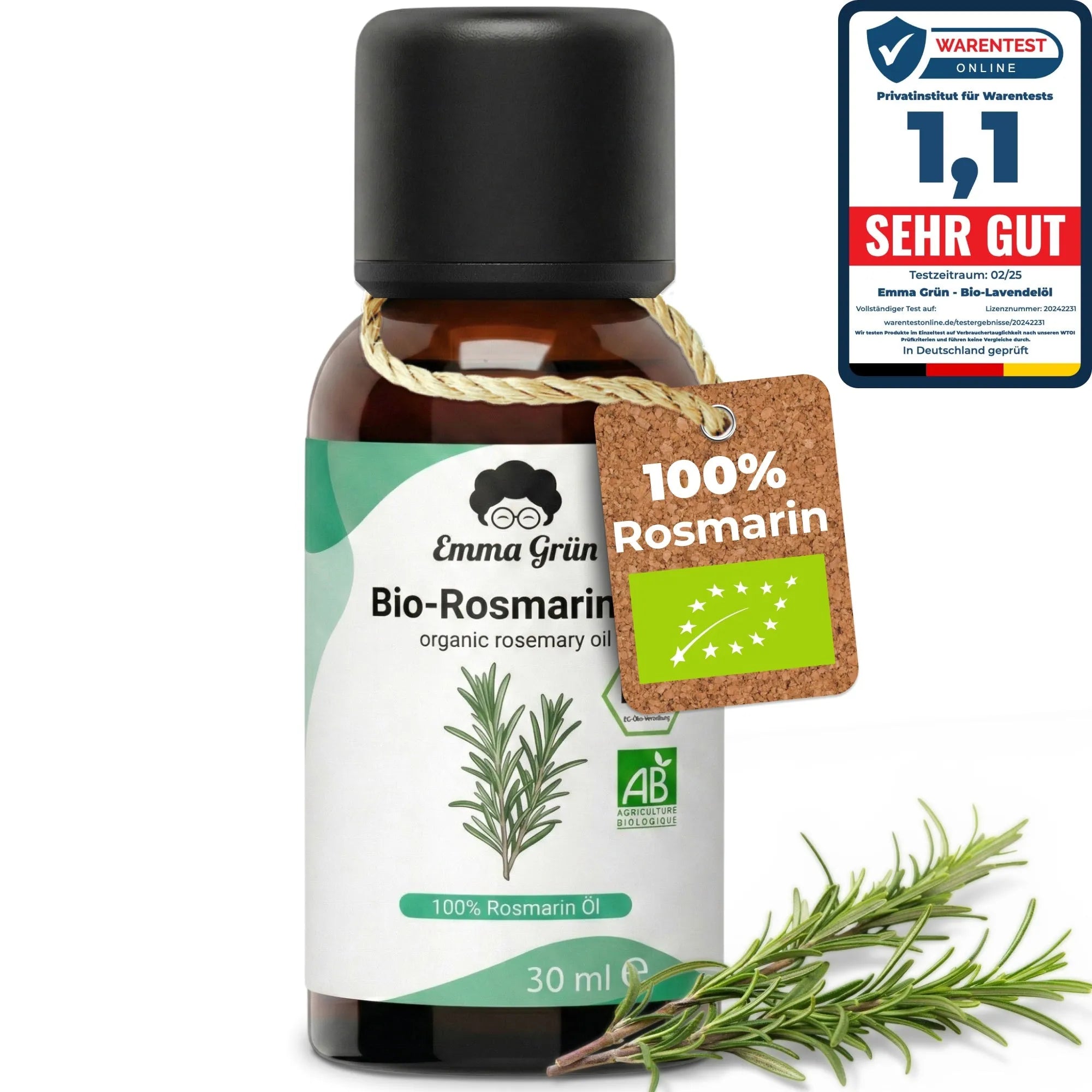 Bio-Rosmarinöl (30 ml) Emma Grün