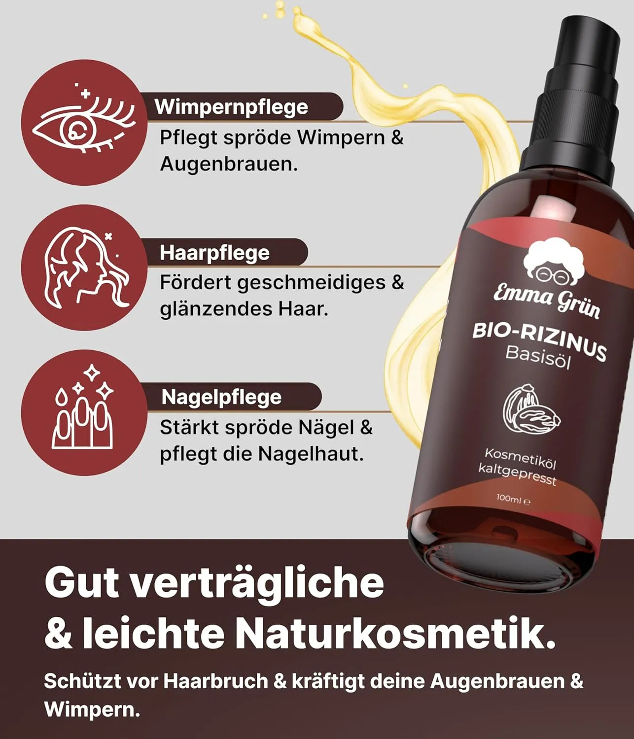 Bio-Rizinusöl (100 ml) Emma Grün