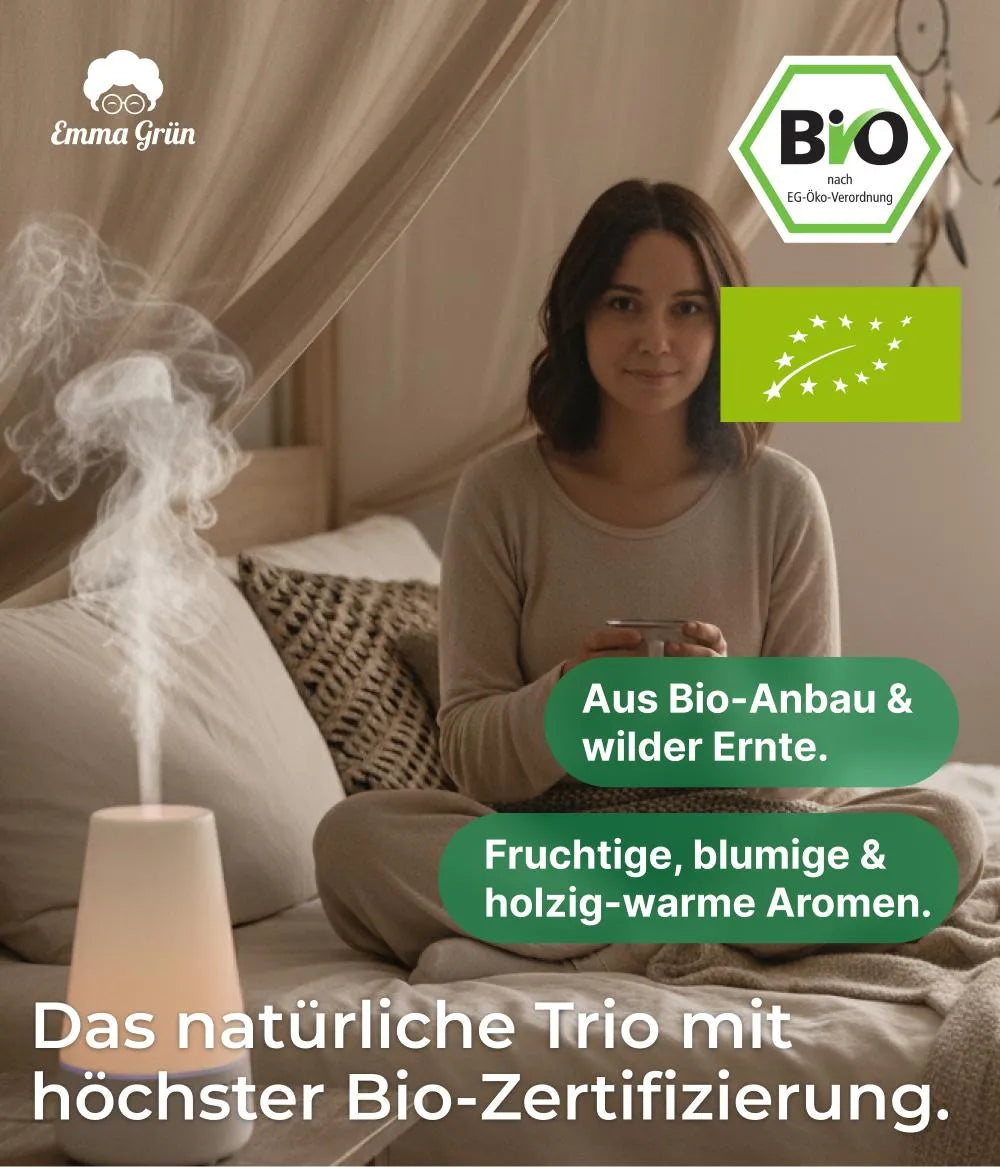 Feierabend Set mit Orangen-, Lavendel- & Zirbelkieferöl Emma Grün