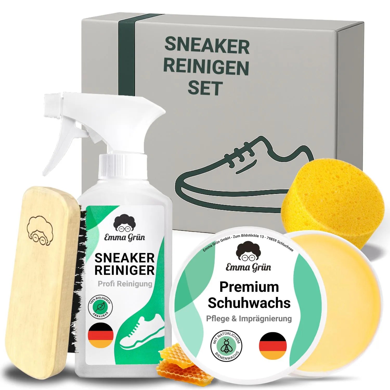 Sneaker reinigen Set mit Reiniger & Wachs Emma Grün