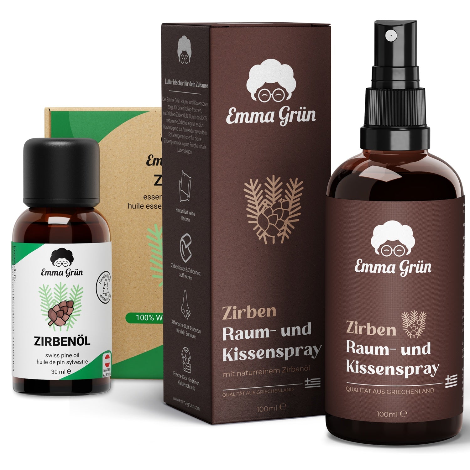 Zirbenholzöl & Zirbenspray Set Emma Grün