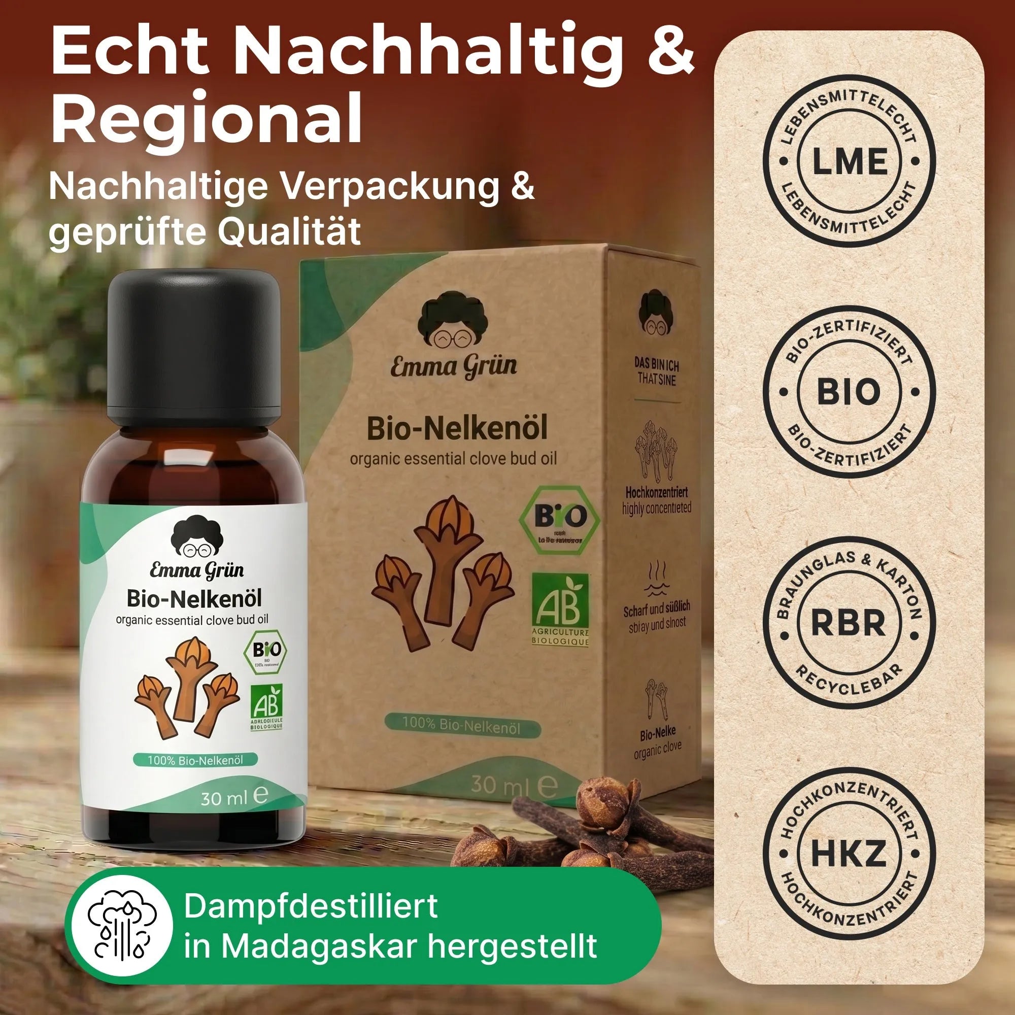Bio-Nelkenöl (30 ml) Emma Grün