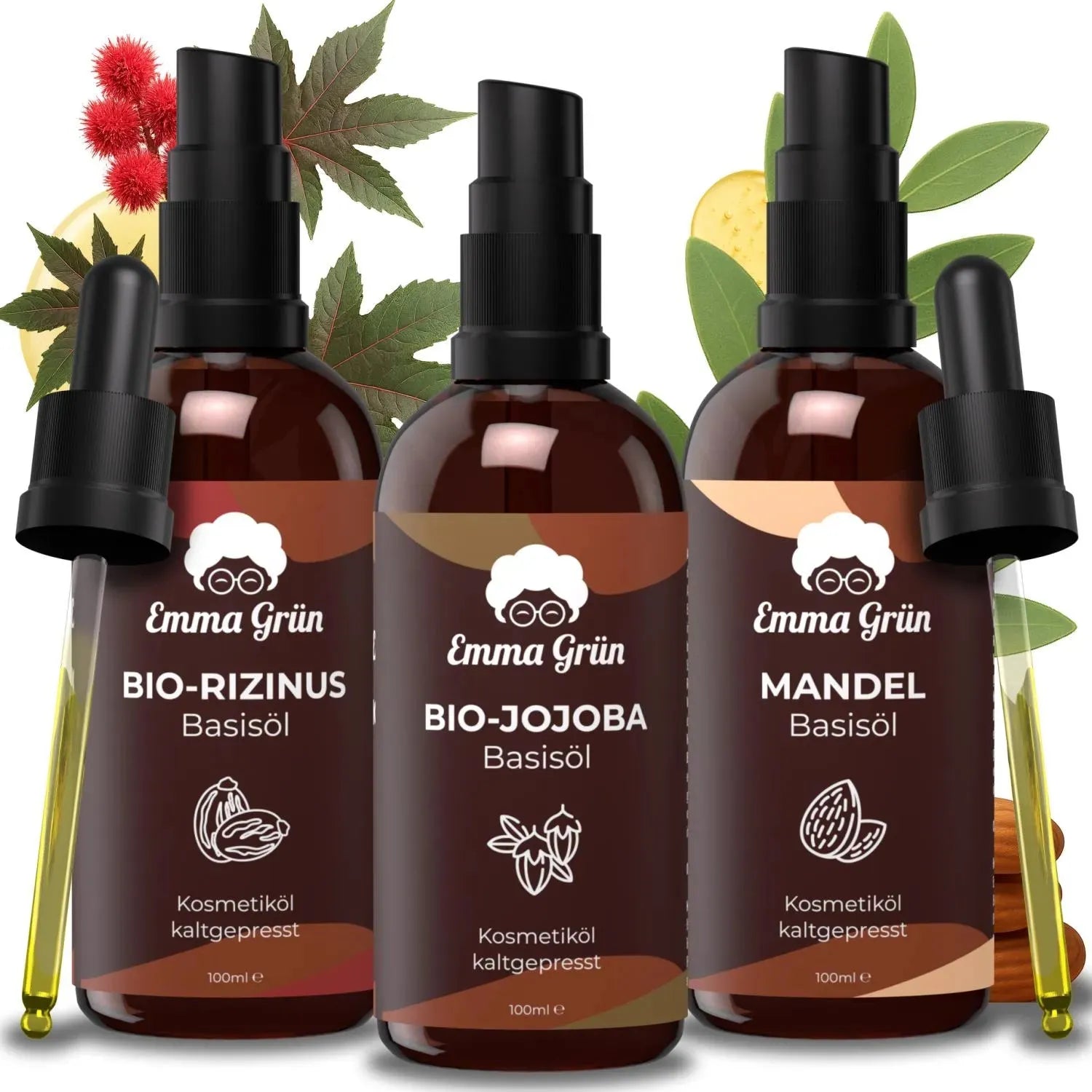 Bio Trägeröle Set Emma Grün 3 x 100 ml