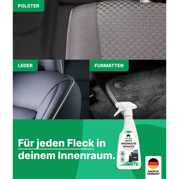 Auto Innen Reiniger 500ml mit Mikrofasertuch und Bürste — Emma Grün