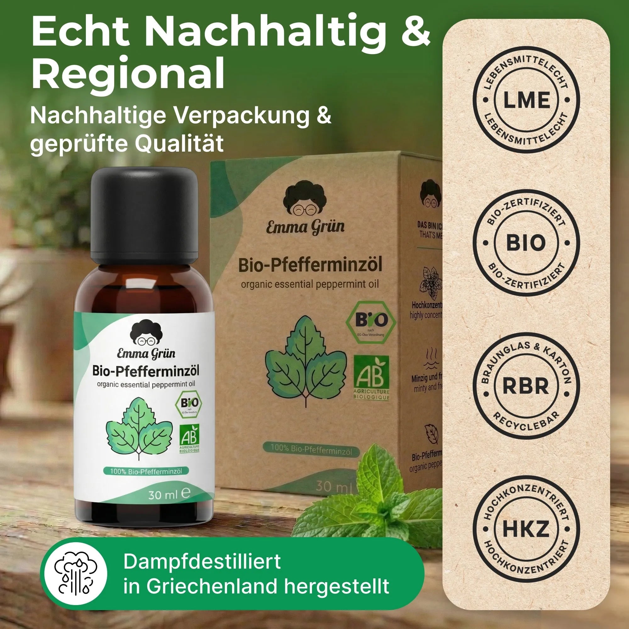 Bio-Pfefferminzöl (30 ml) Emma Grün