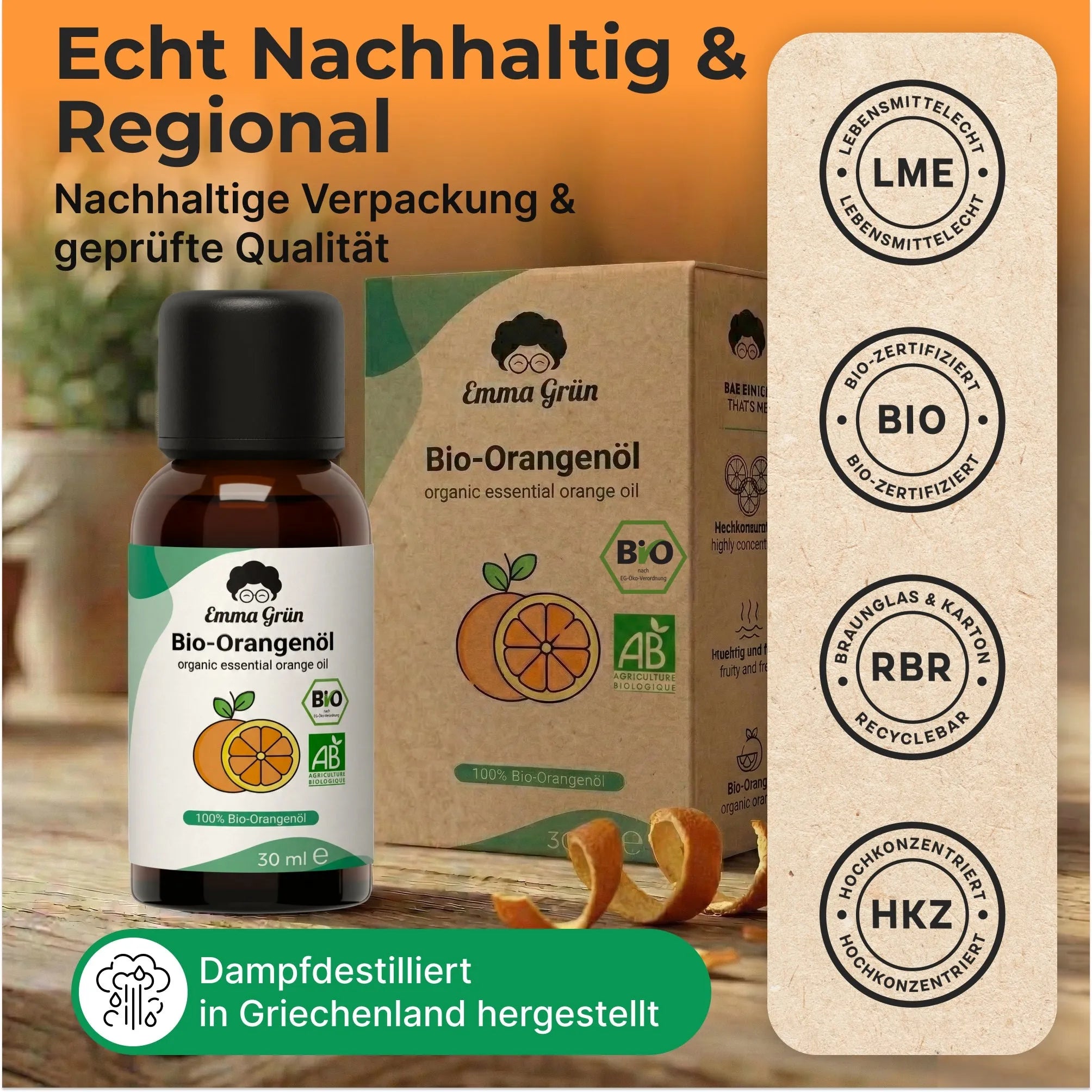 Bio-Orangenöl (30 ml) Emma Grün