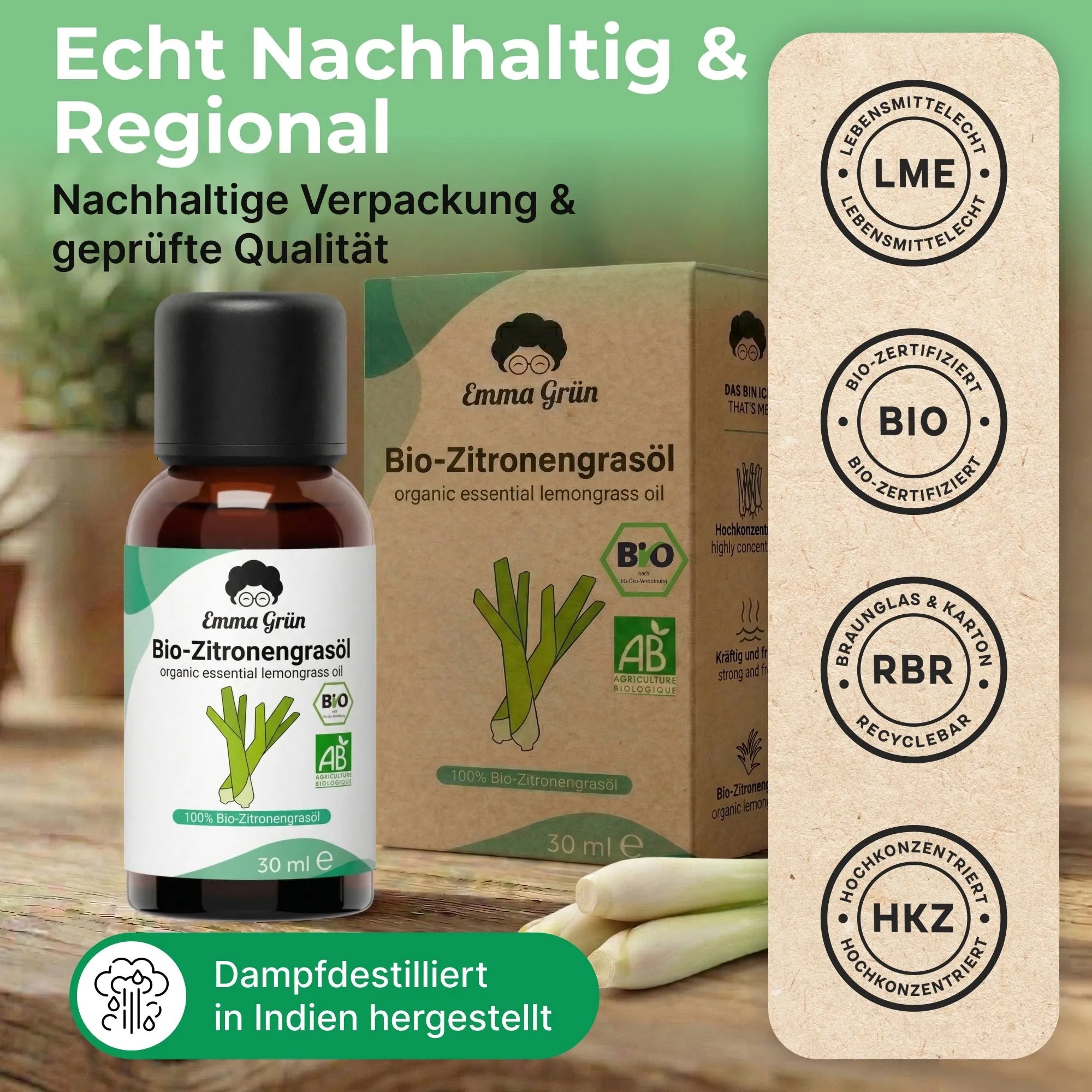 Bio-Zitronengrasöl (30 ml) Emma Grün
