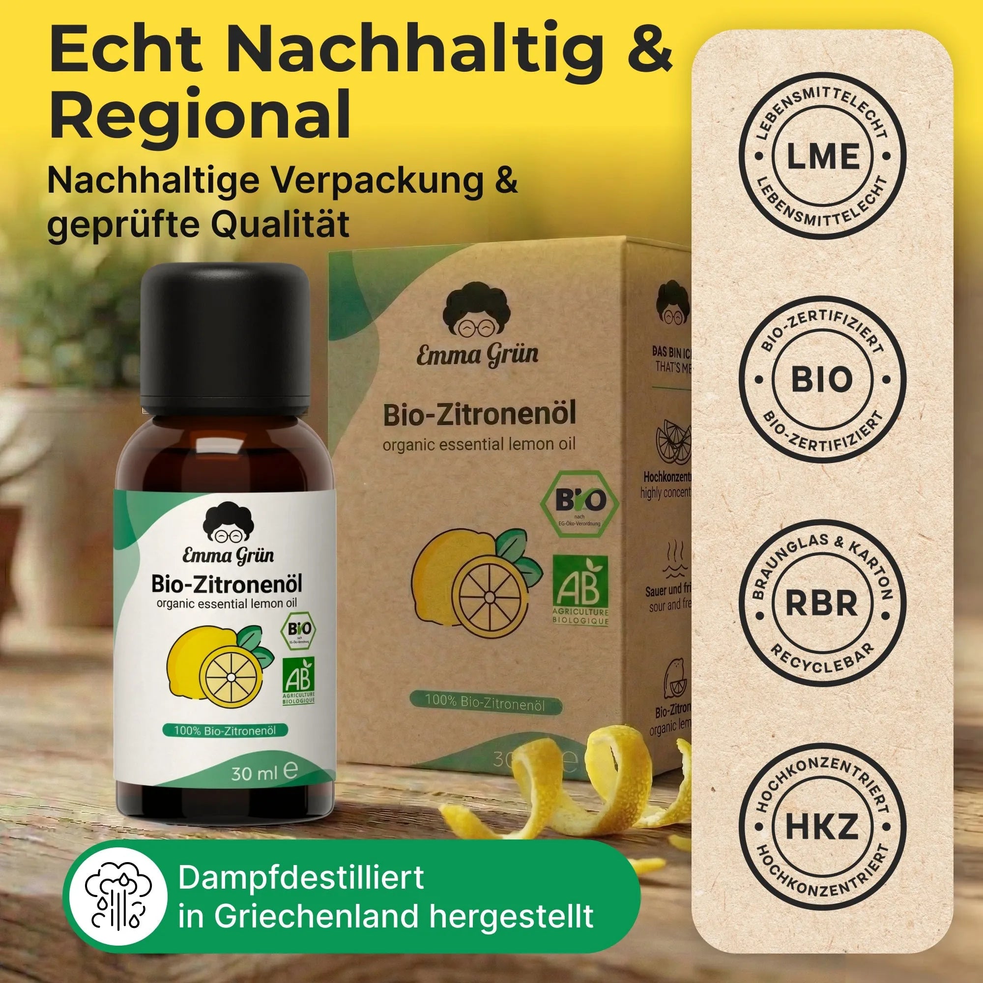 Bio-Zitronenöl (30 ml) Emma Grün