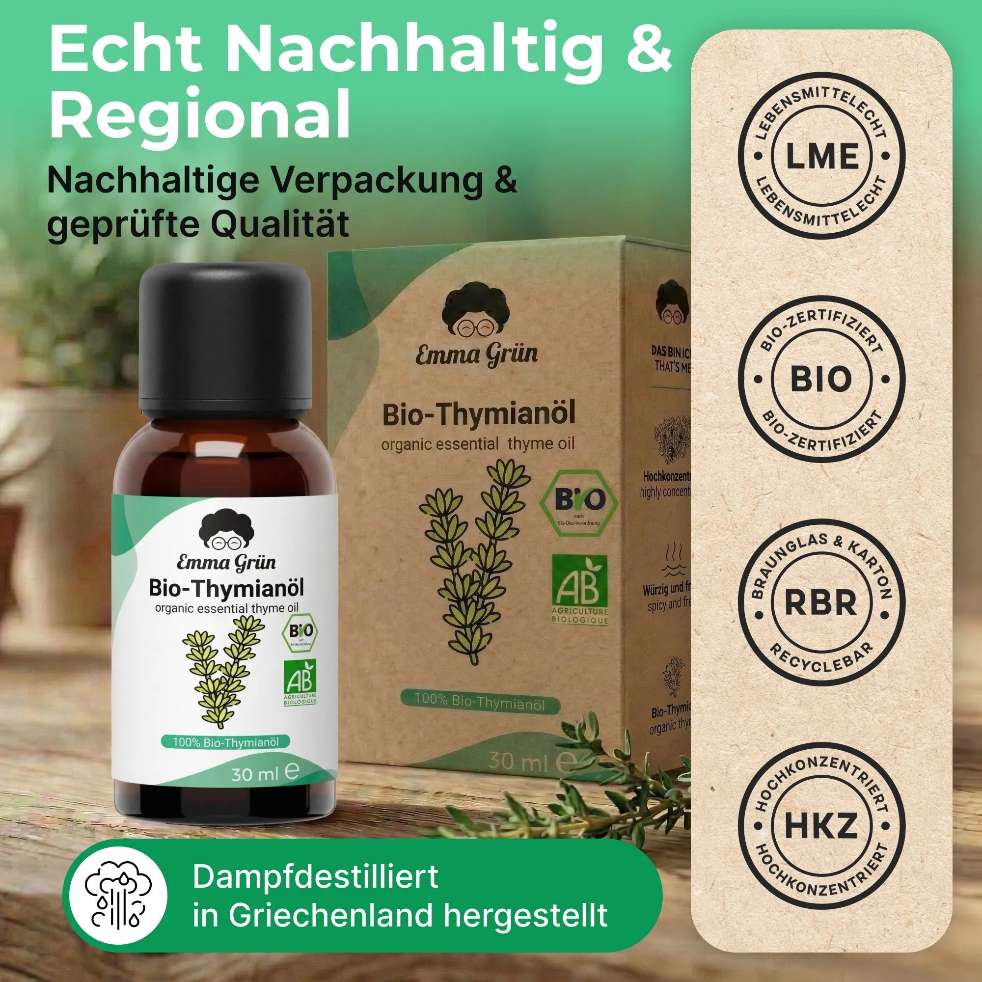 Bio-Thymianöl (30 ml) Emma Grün