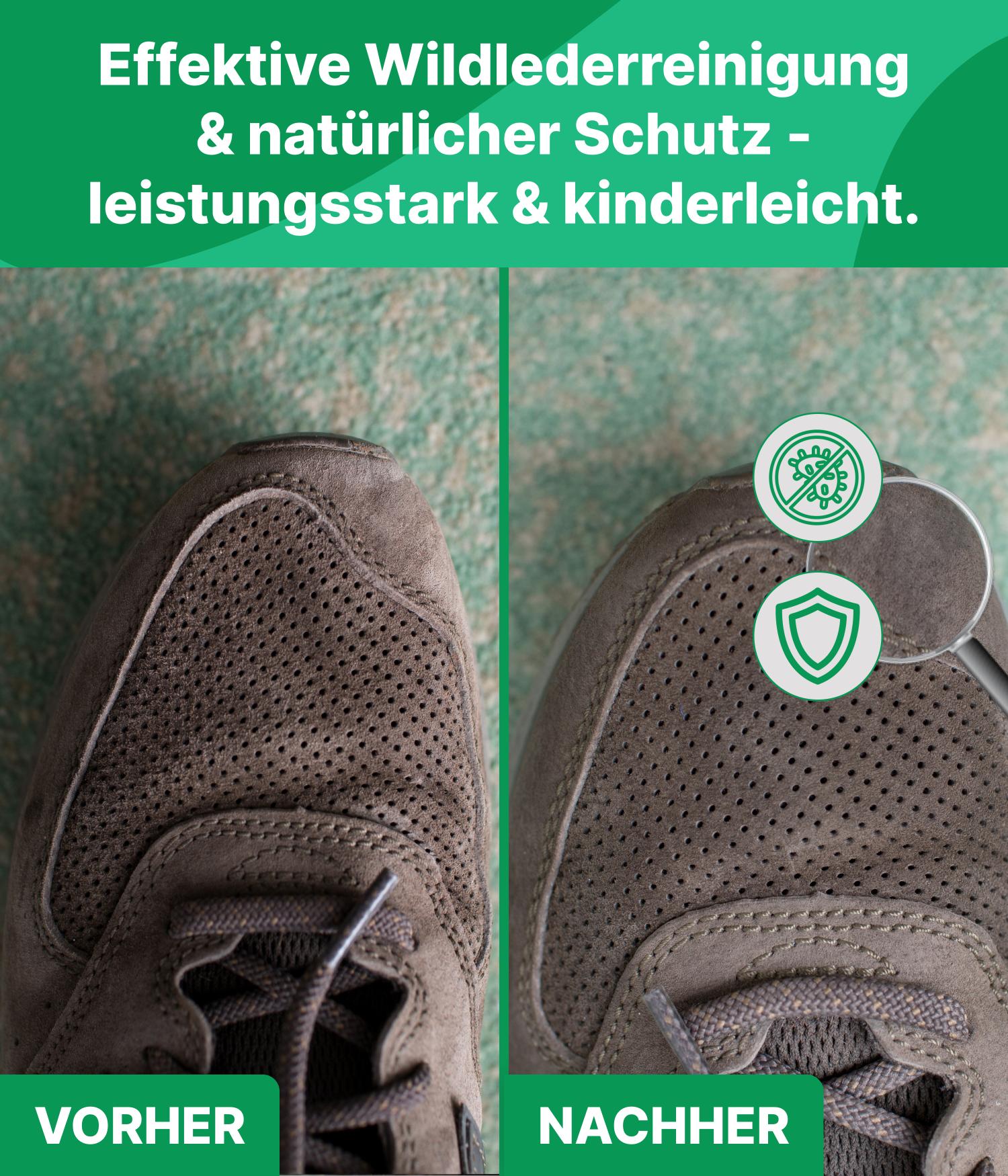Wildleder reinigen Set mit Reiniger & Imprägnierer Emma Grün