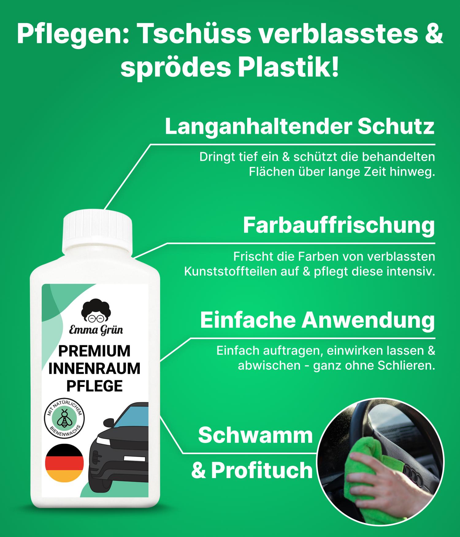 Auto Innenreinigung Set mit Reiniger & Pflege Emma Grün