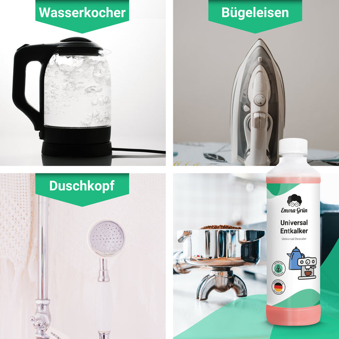 Emma Grün Universal Entkalker für Kaffeevollautomaten 750ml, Natürlicher Flüssigentkalker mit Farbindikator, Kalklöser für alle Kaffeemaschinen Hersteller