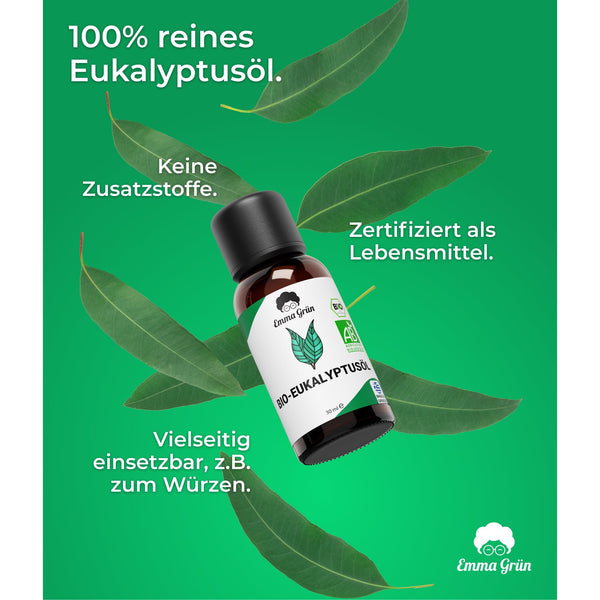 Bio Eukalyptusöl 30 ml, ätherisches Öl naturrein & hochdosiert, Bio-Qualität