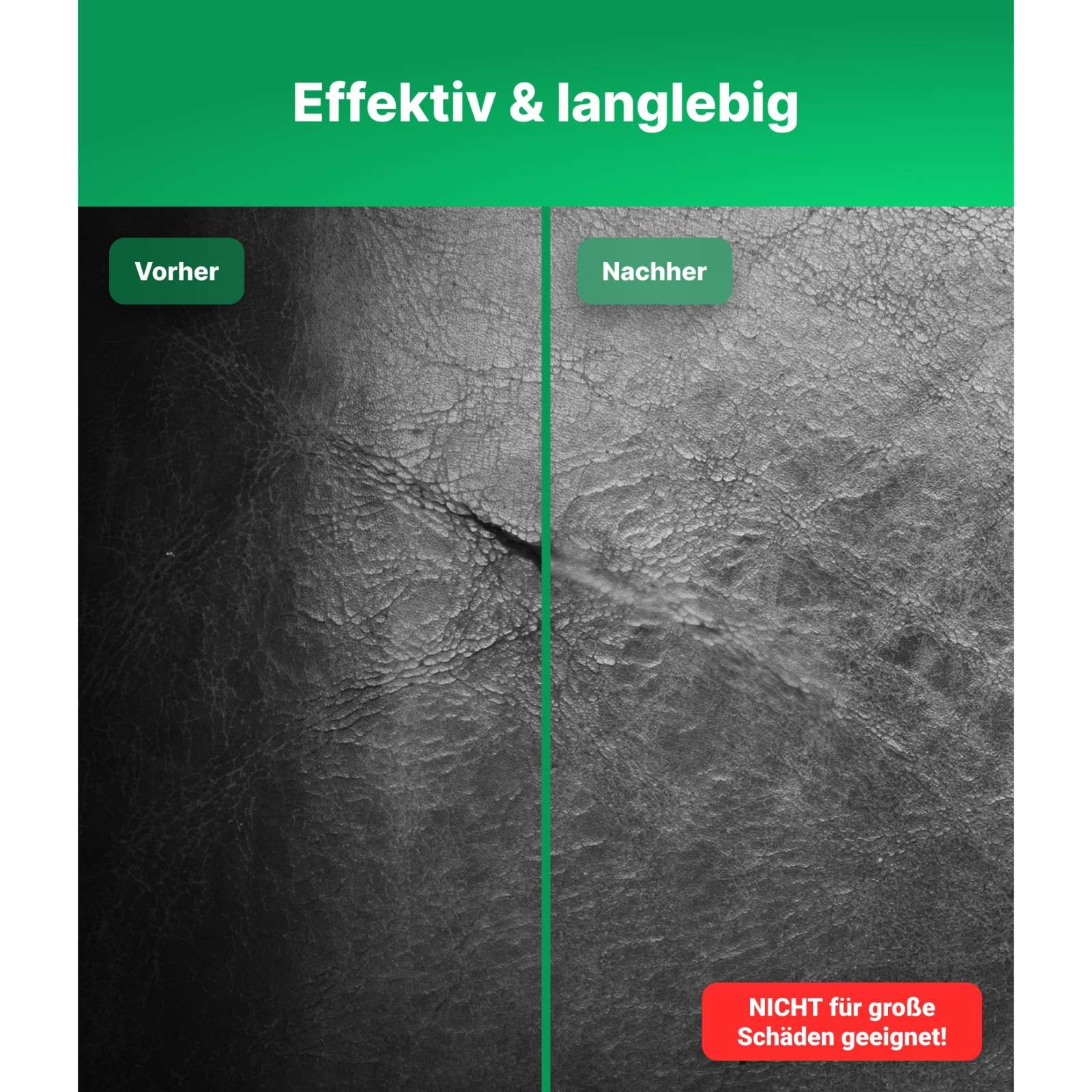 Leder Reparatur Set mit Reiniger, Flüssigleder & Schleifmatte Emma Grün