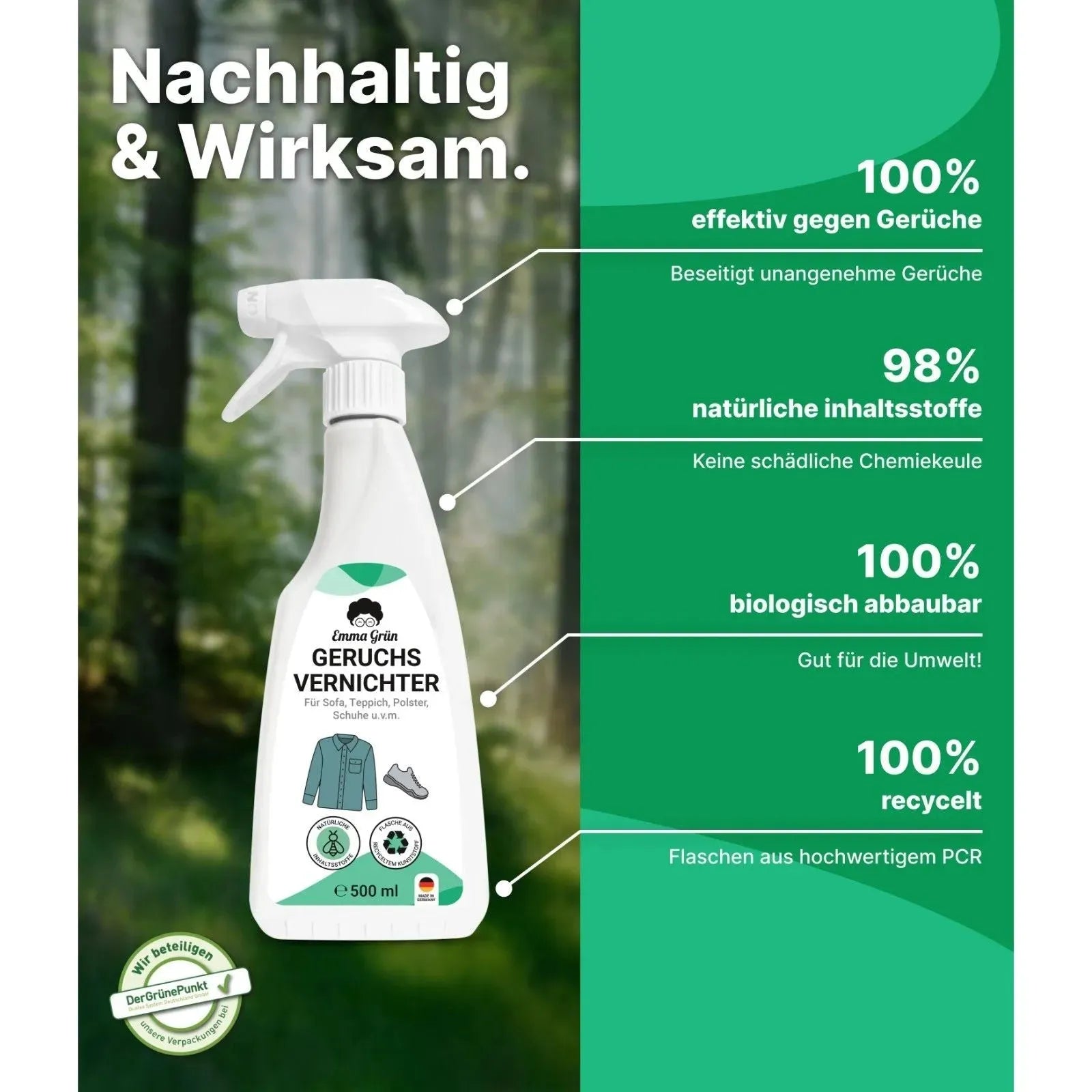 Geruchsneutralisierer (500 ml) Emma Grün