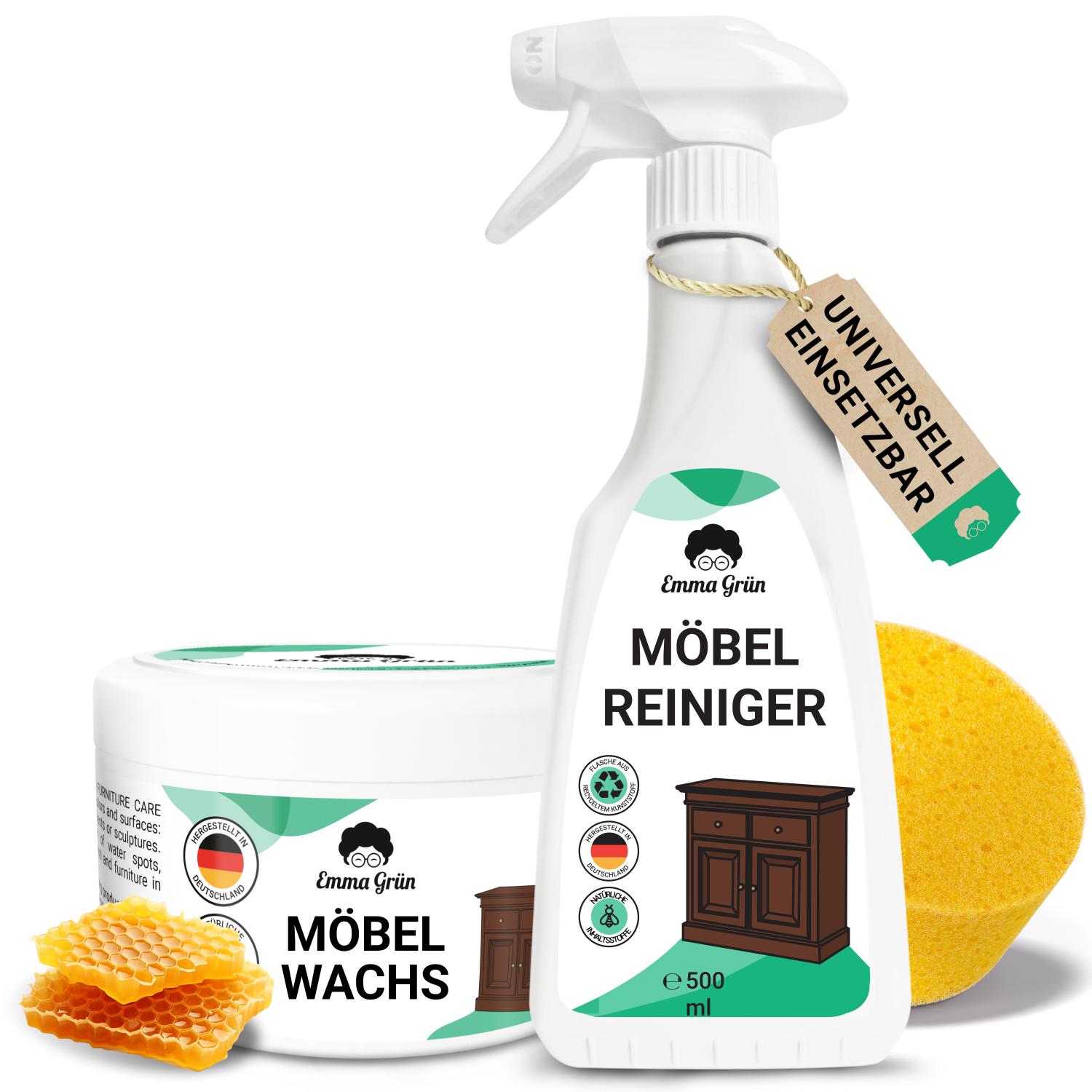 Holzmöbel reinigen Set mit Reiniger & Wachs Emma Grün