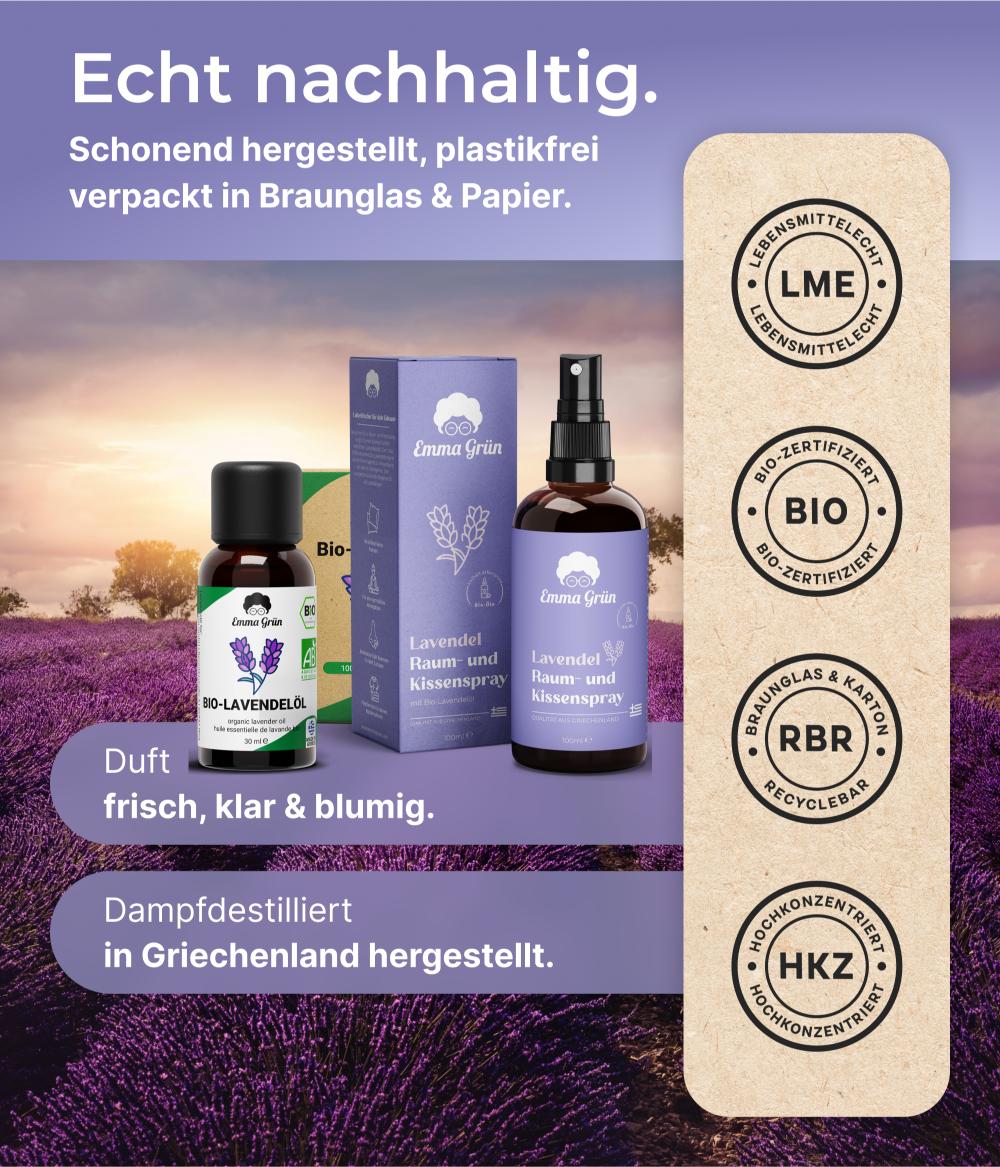 Lavendelöl Bio & Lavendelspray Set Emma Grün