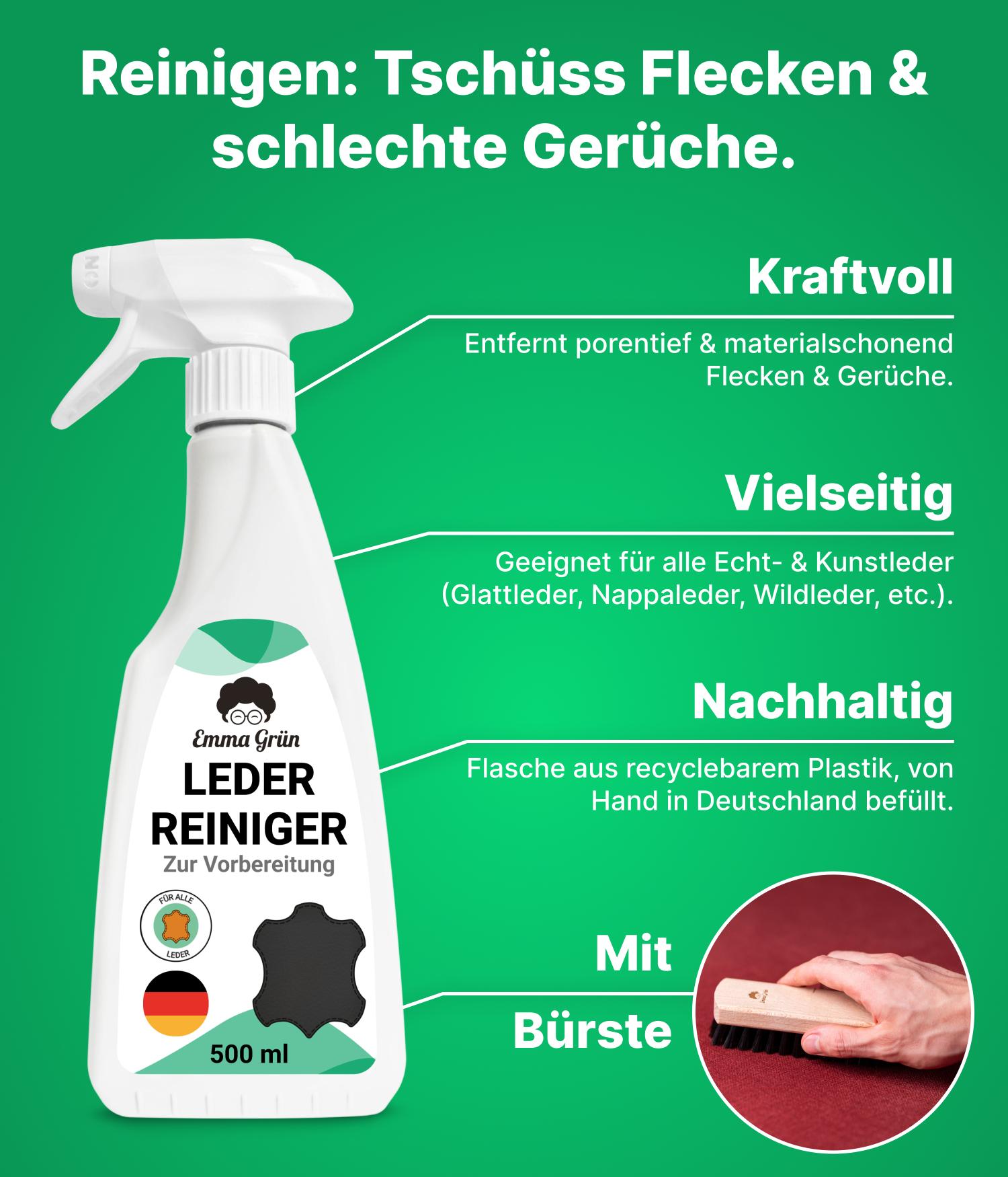 Lederpflege Auto Set mit Reiniger & Lotion Emma Grün