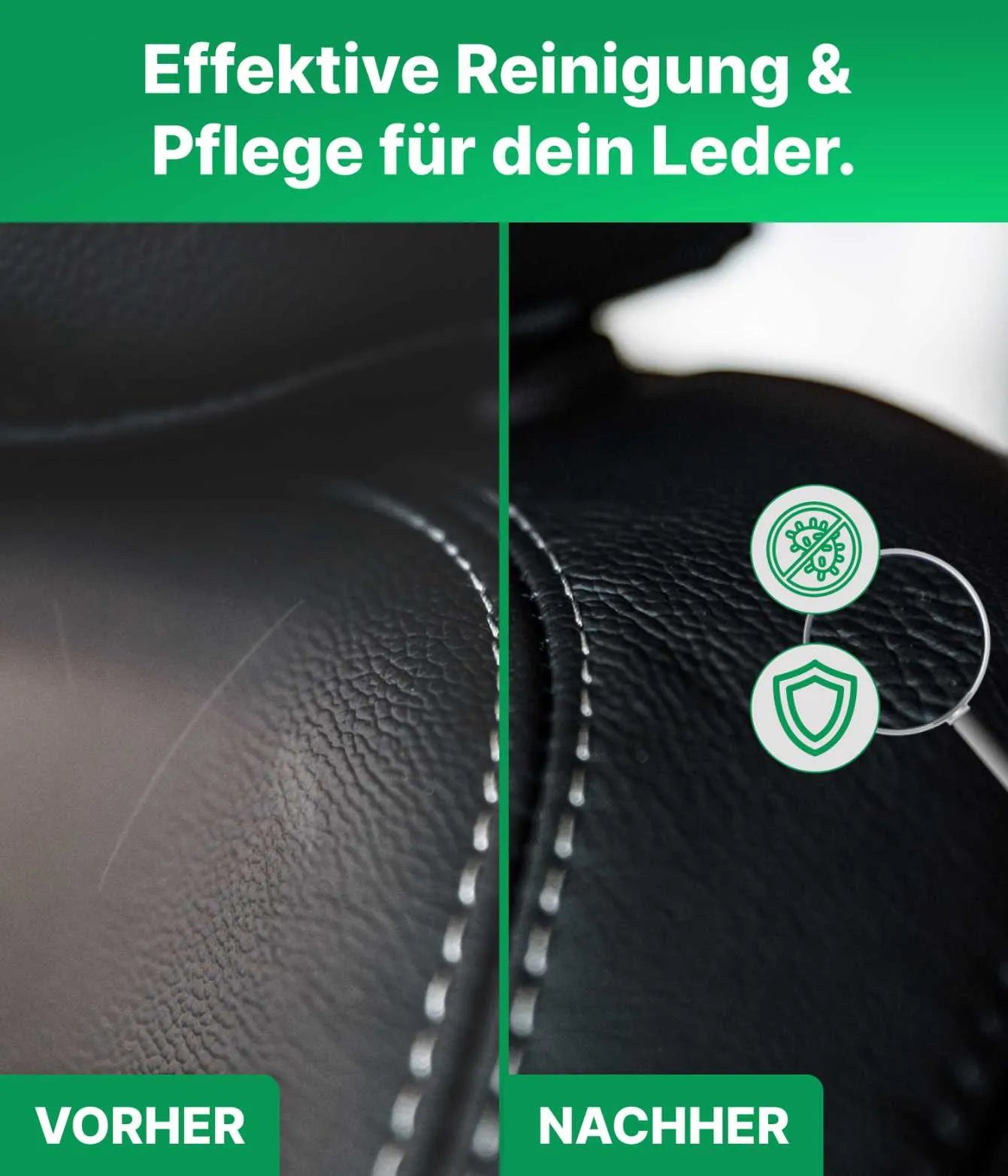 Lederpflege Auto Set mit Reiniger & Lotion Emma Grün