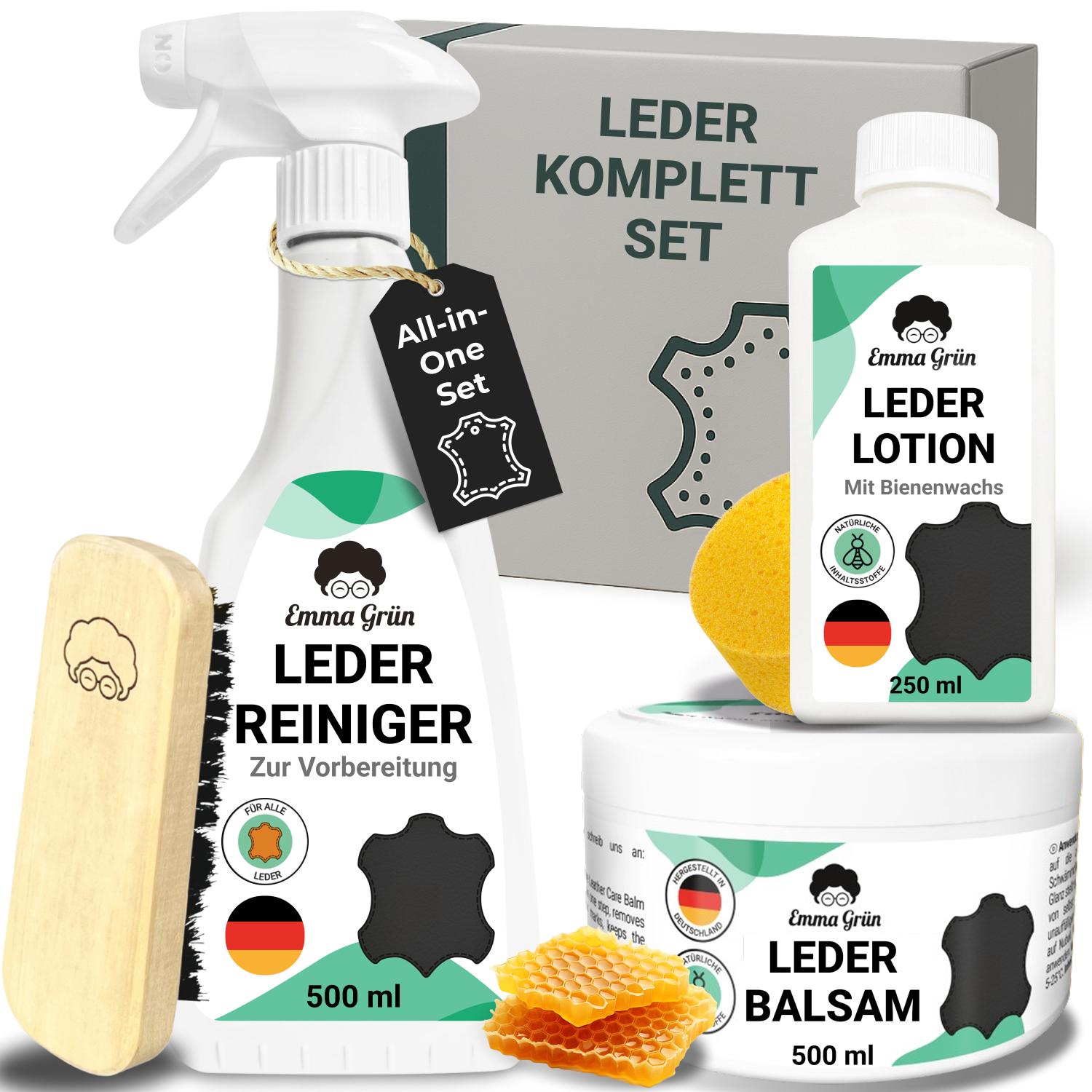 Lederpflege Komplettset mit Reiniger, Lotion & Balsam Emma Grün