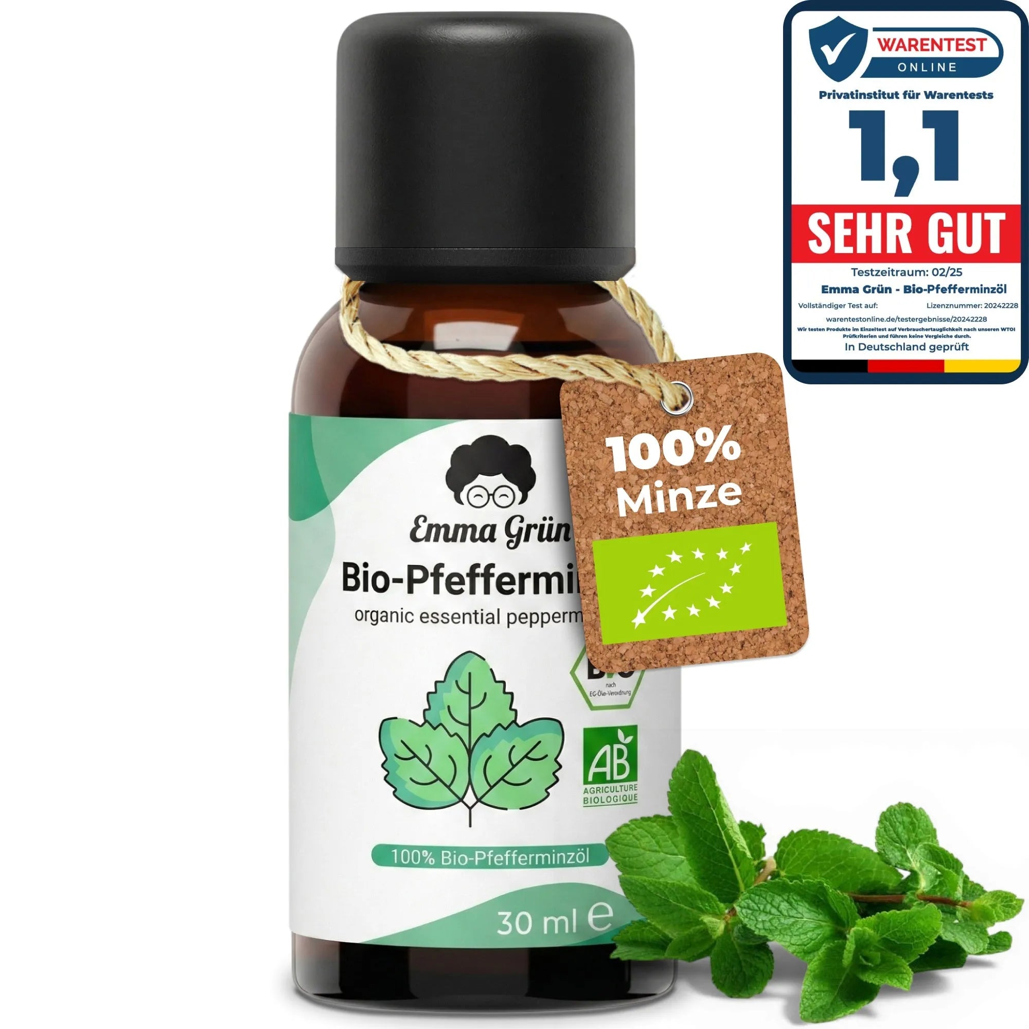 Bio-Pfefferminzöl (30 ml) Emma Grün