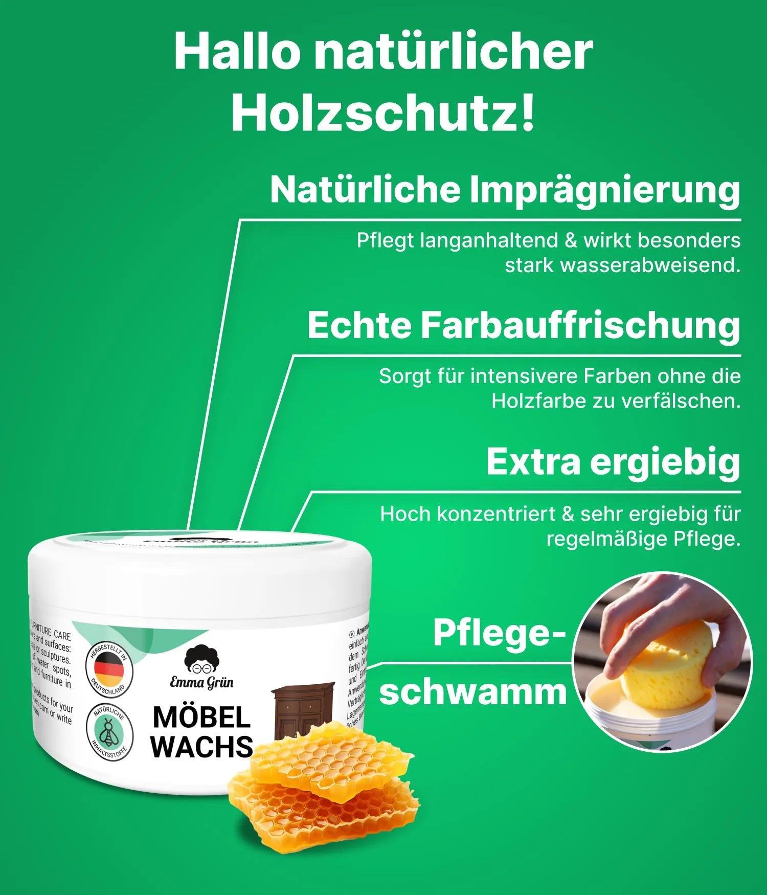 Holzwachs Emma Grün