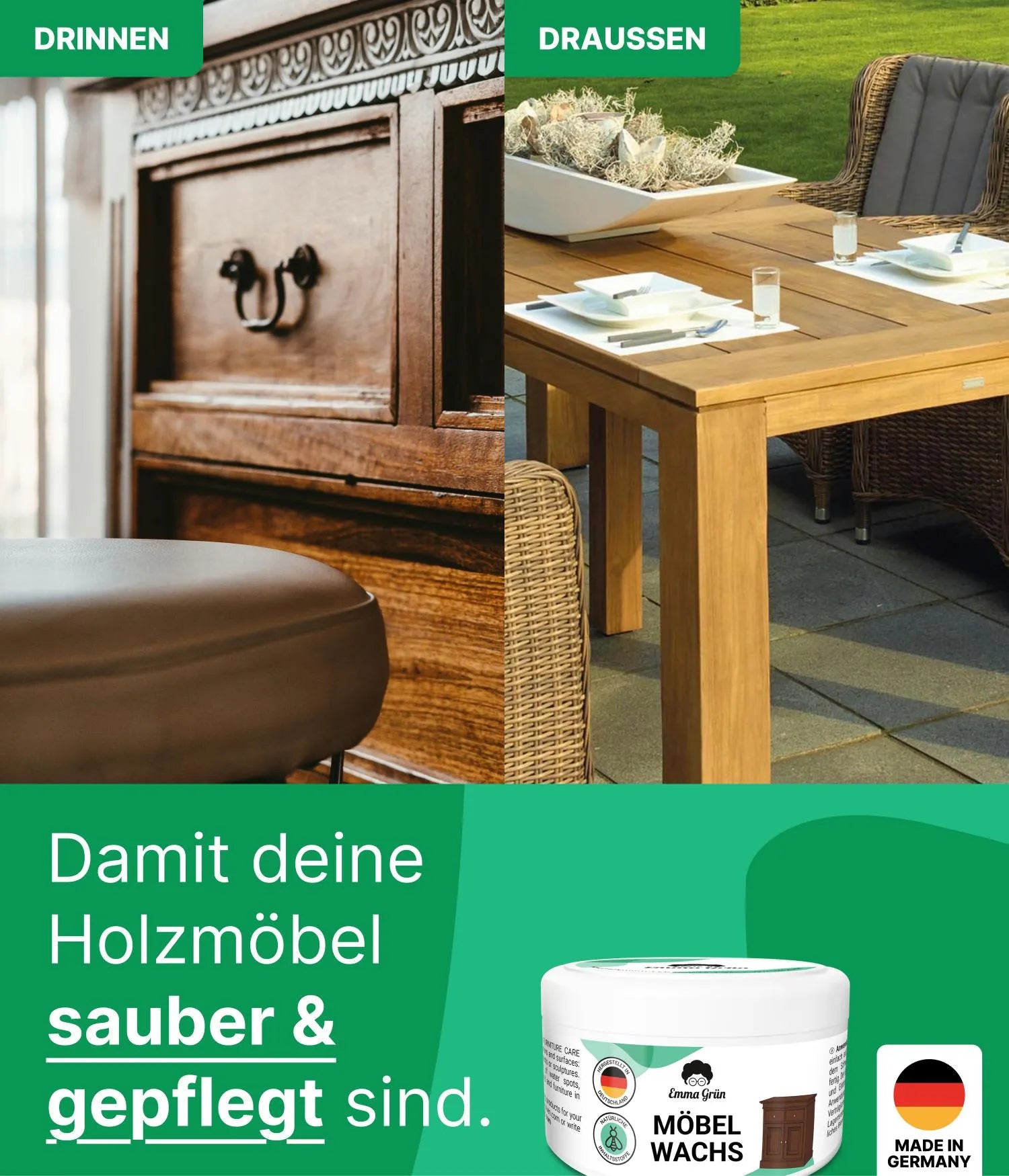 Holzwachs Emma Grün