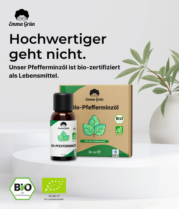 Bio Pfefferminzöl 30 ml, ätherisches Öl naturrein & hochdosiert, Bio-Qualität