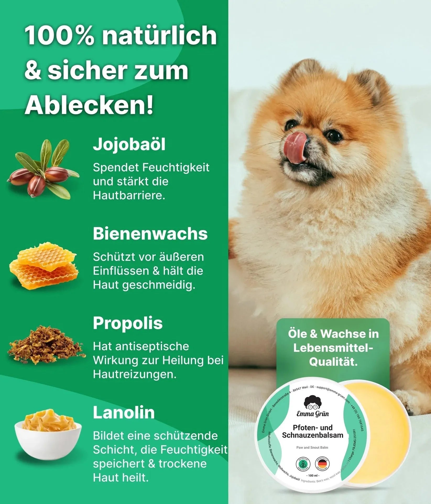 Pfotenbalsam Hund (100 ml) Emma Grün