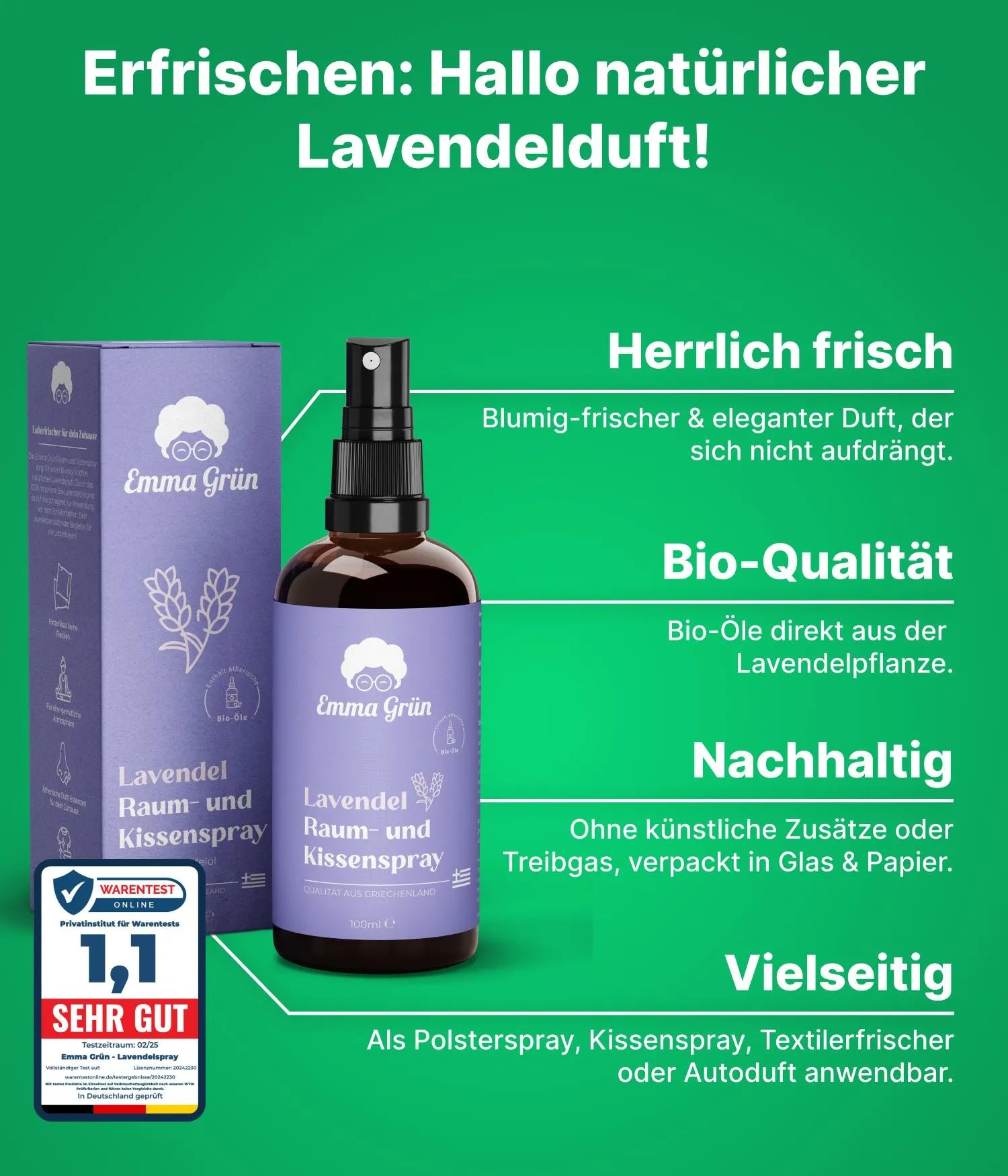 Polster reinigen Sparset mit Reiniger & Lavendelspray Emma Grün