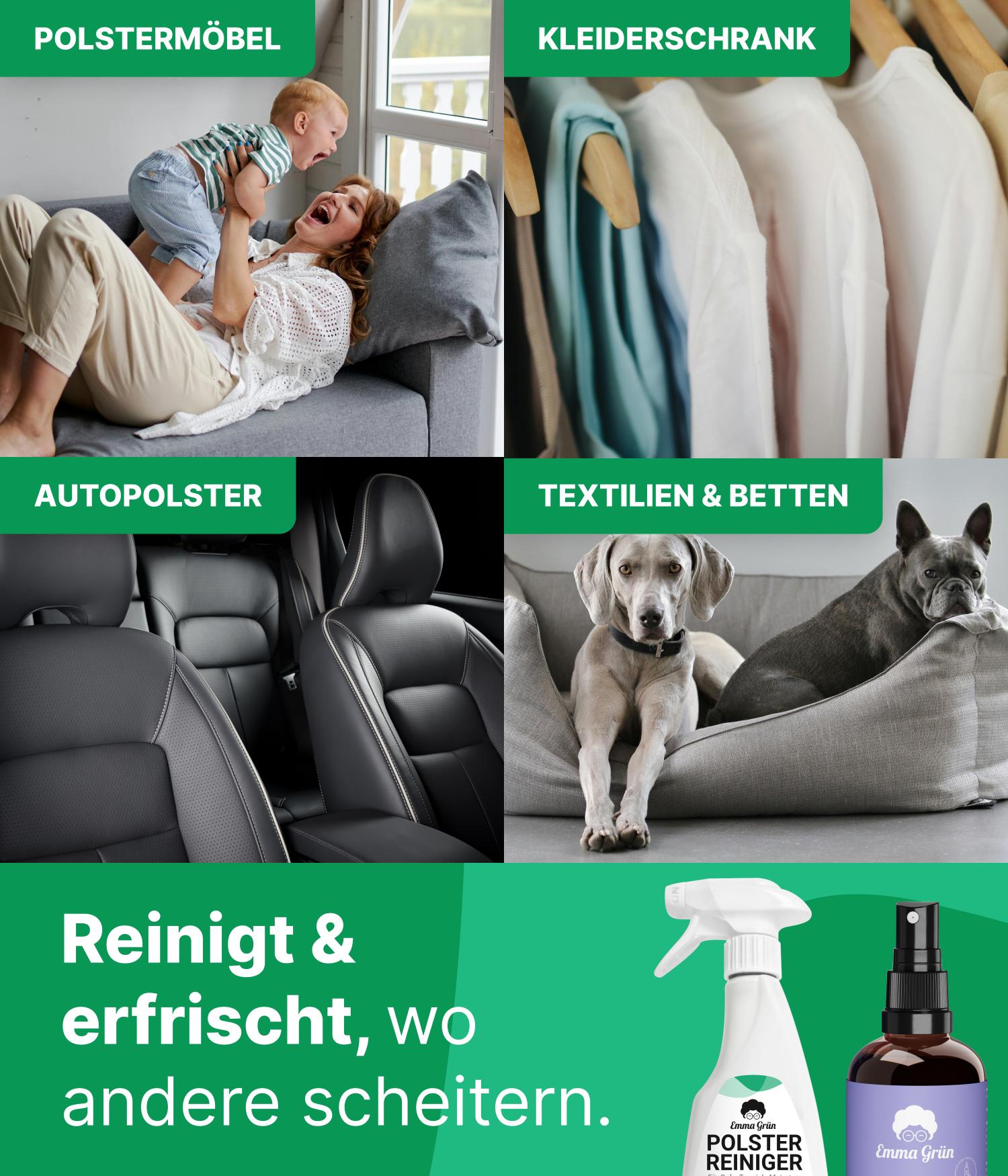 Polster reinigen Sparset mit Reiniger & Lavendelspray Emma Grün