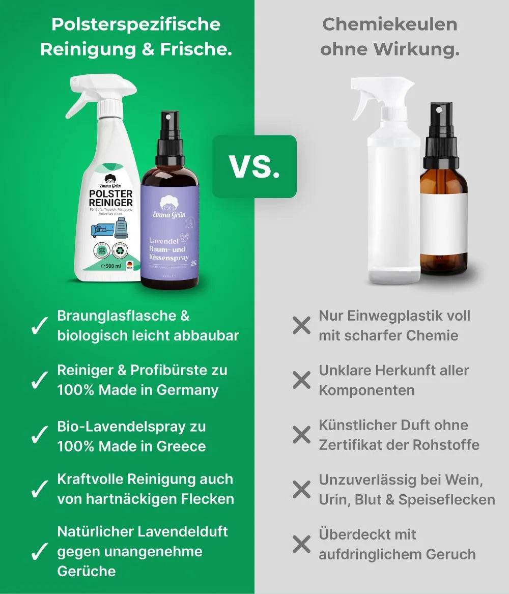 Polster reinigen Sparset mit Reiniger & Lavendelspray Emma Grün
