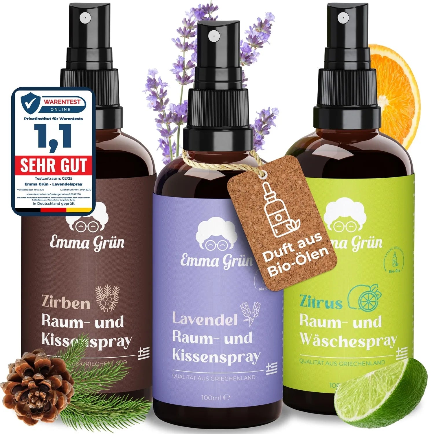 Bio Raumspray & Duftspray Set (3 x 100 ml) Emma Grün 3 x 100 ml