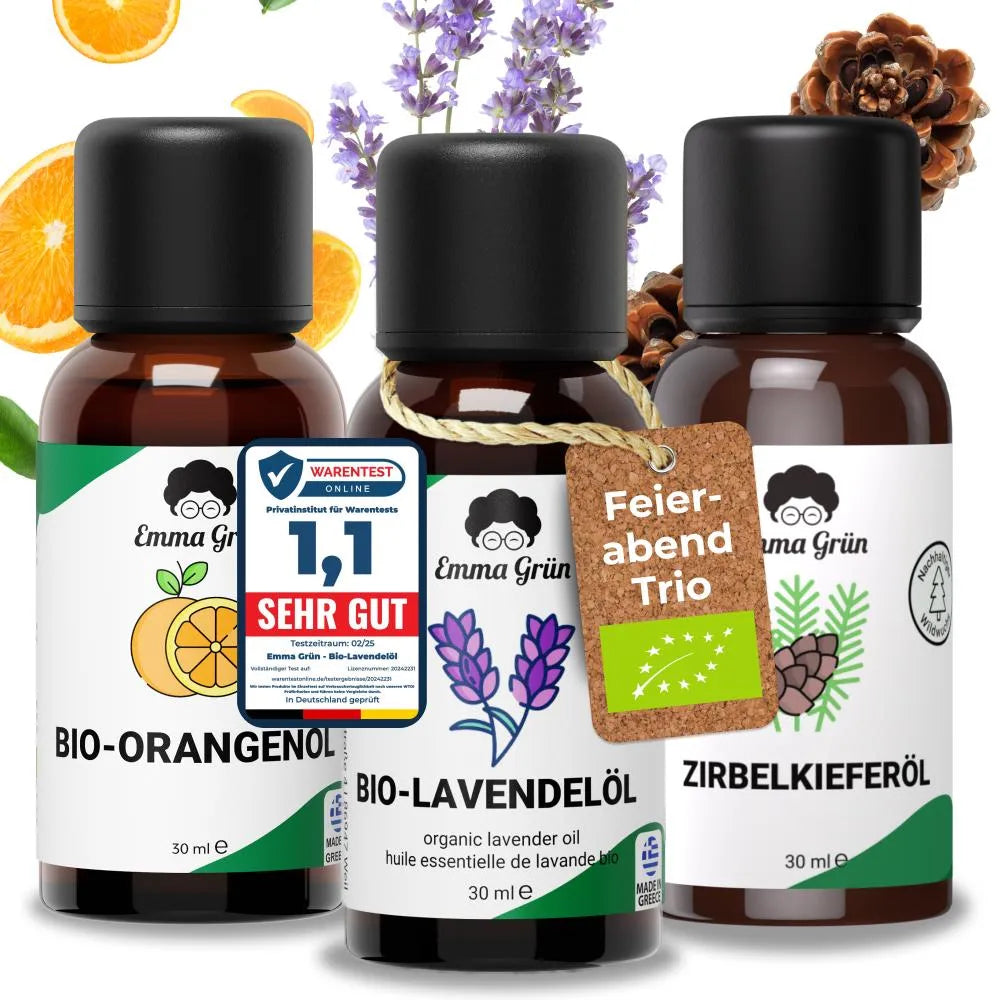 Feierabend Set mit Orangen-, Lavendel- & Zirbelkieferöl Emma Grün