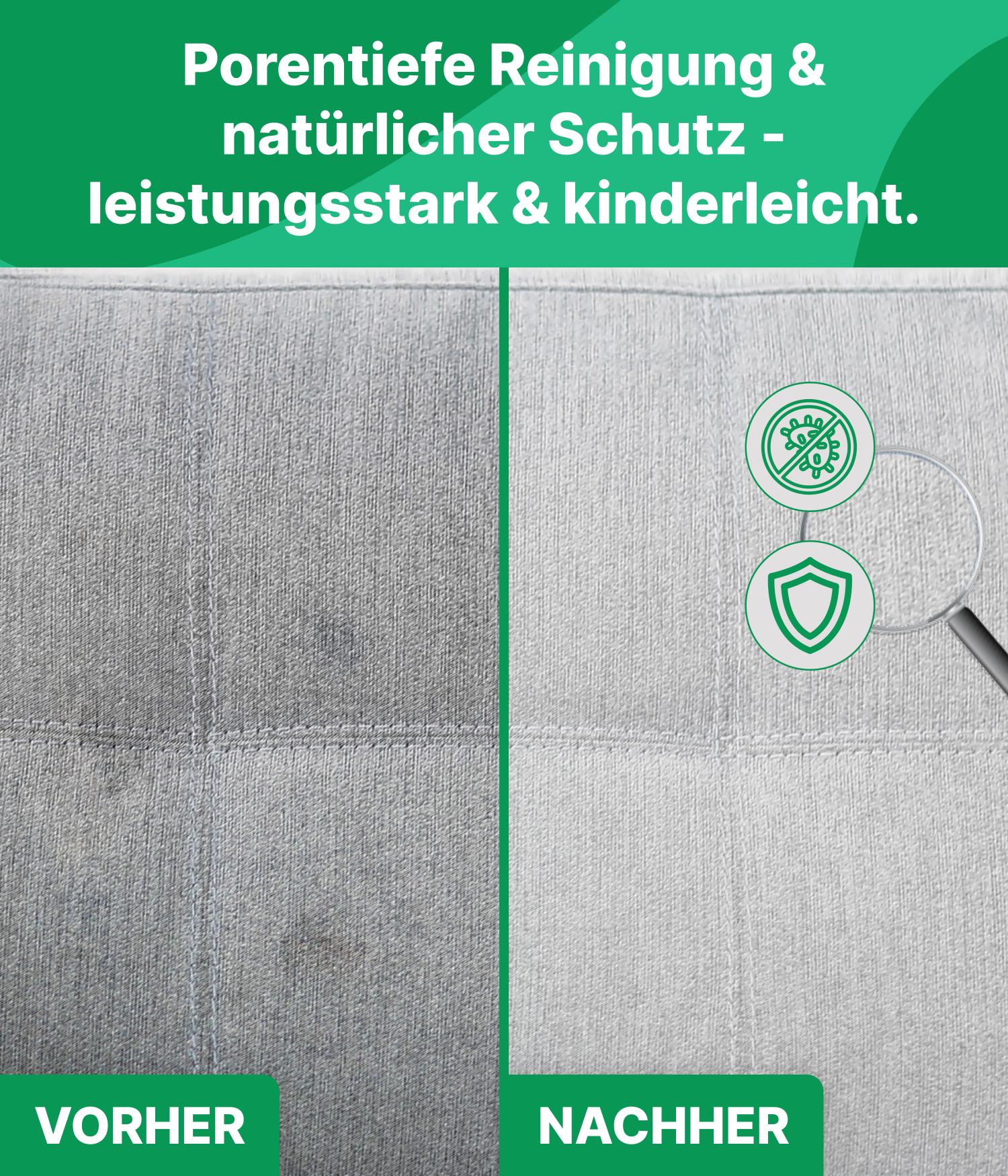 Sofa reinigen Set mit Polsterreiniger & Imprägnierer Emma Grün