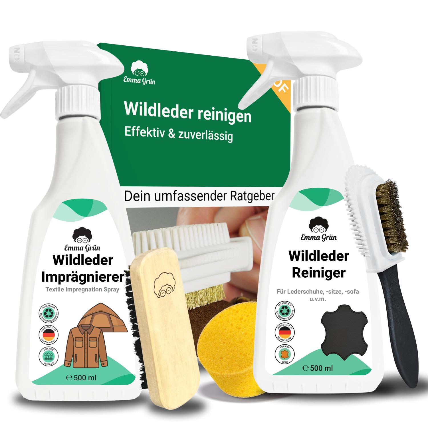 Wildleder reinigen Set mit Reiniger & Imprägnierer Emma Grün