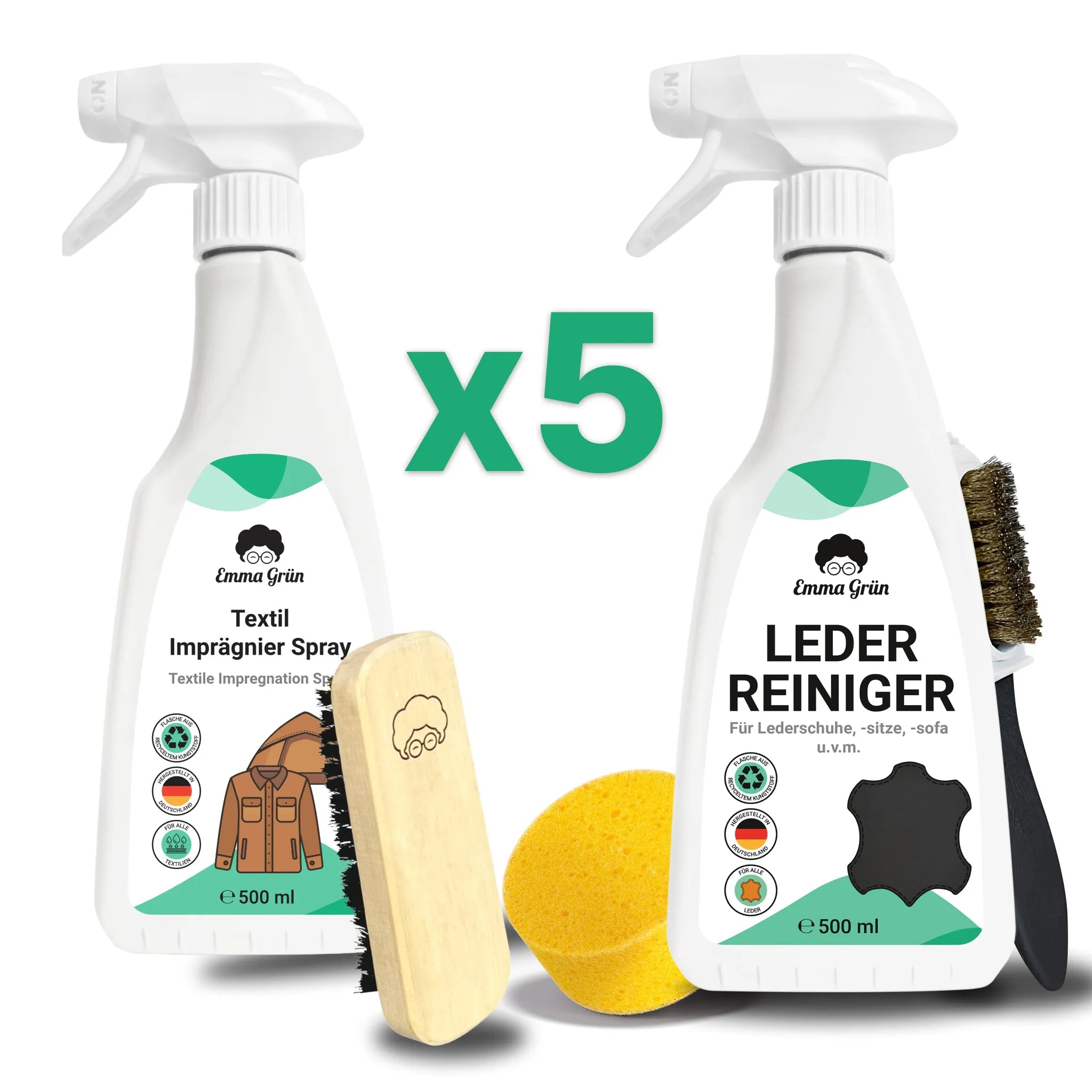 Wildleder reinigen Set mit Reiniger & Imprägnierer Emma Grün 5 x Set