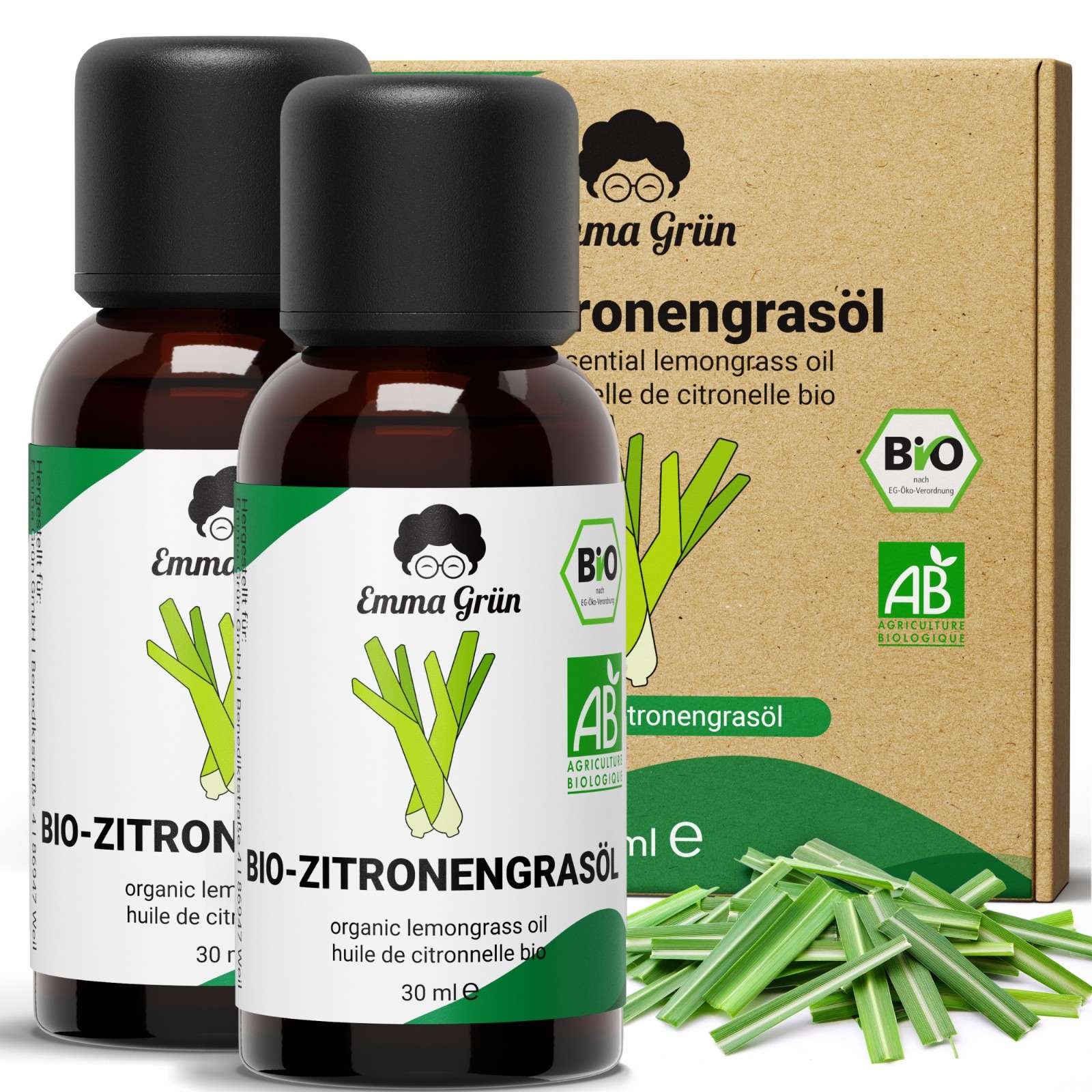 Bio-Zitronengrasöl Emma Grün 2 x 30 ml