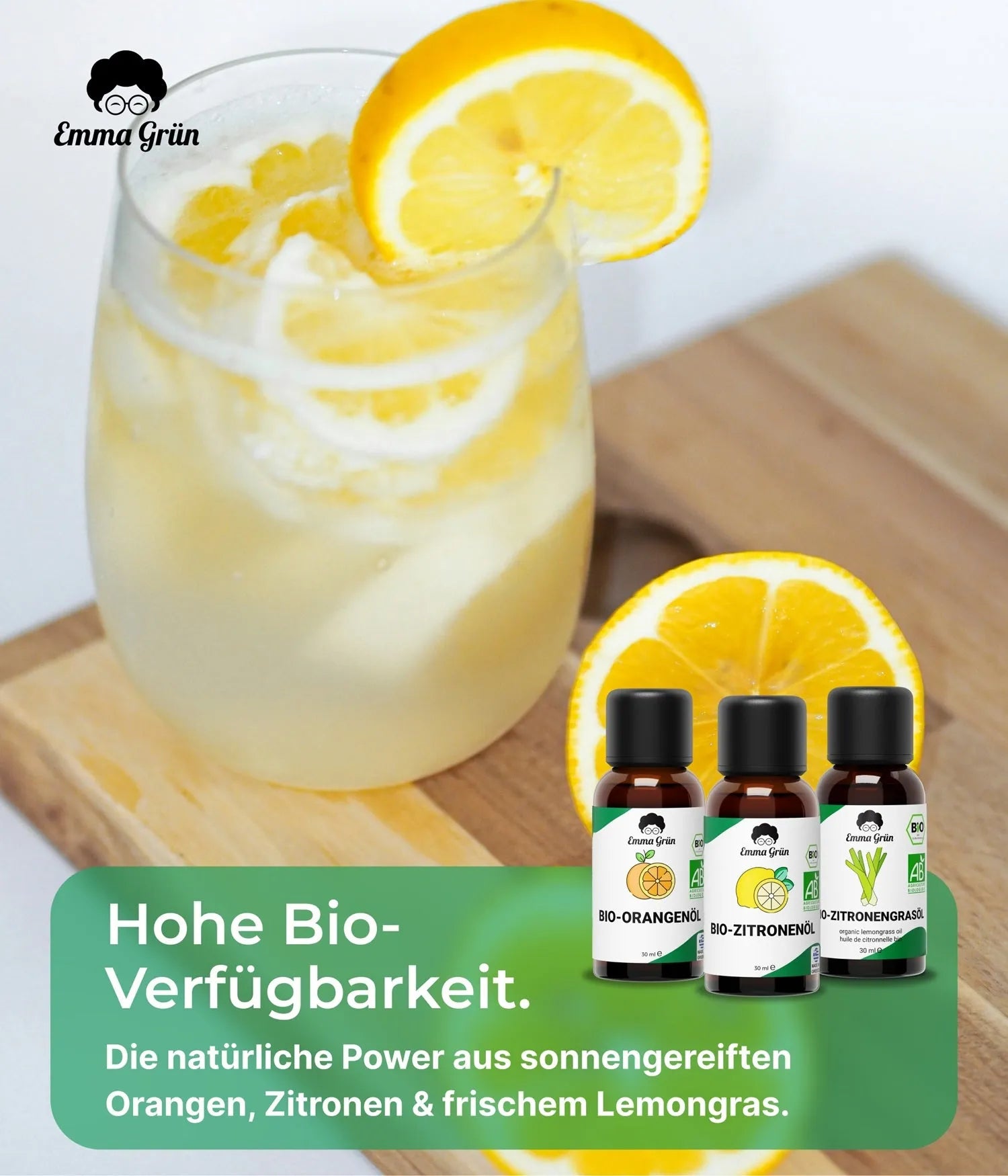 Zitrus Zauber Set mit Orangen-, Zitronen- & Lemongrasöl Emma Grün