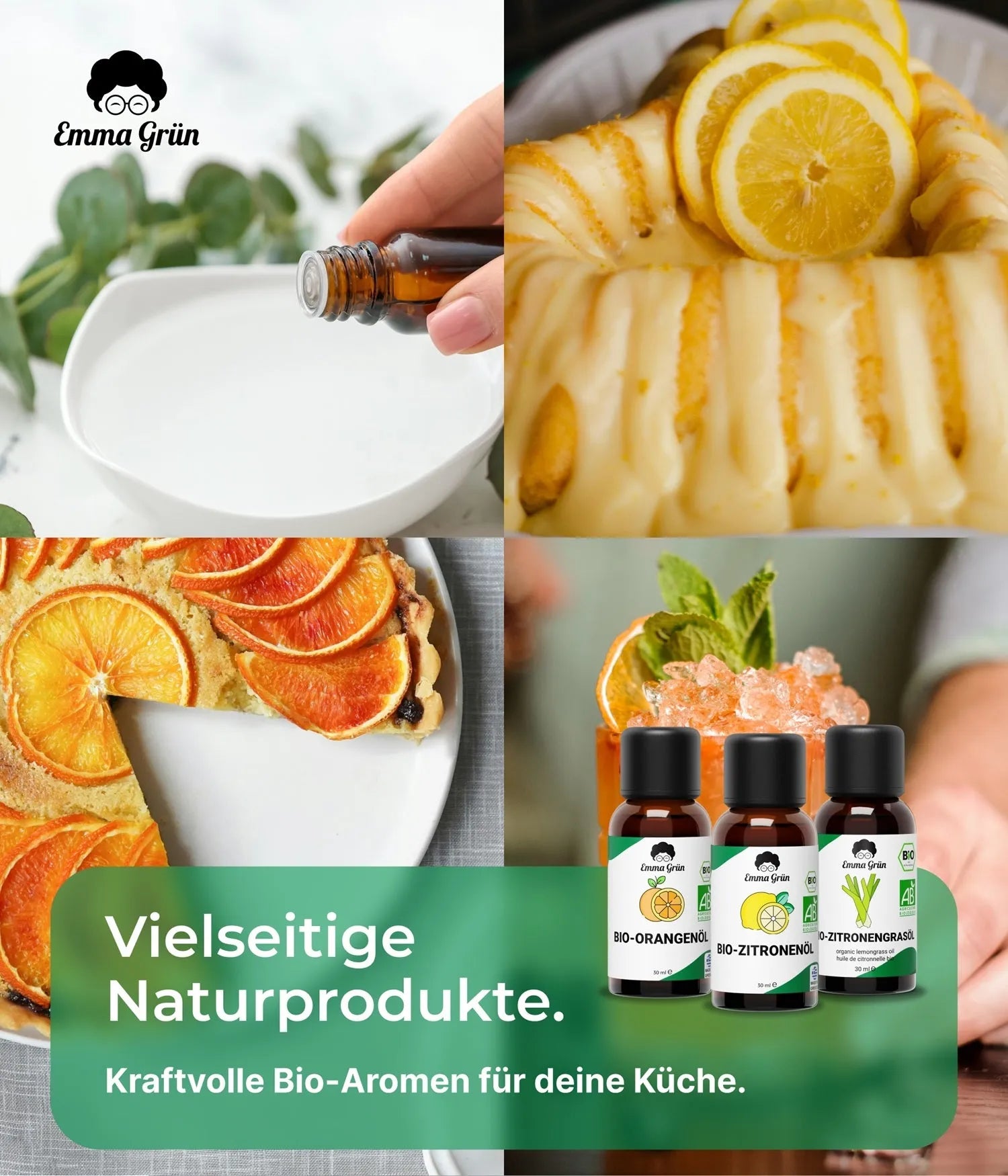 Zitrus Zauber Set mit Orangen-, Zitronen- & Lemongrasöl Emma Grün