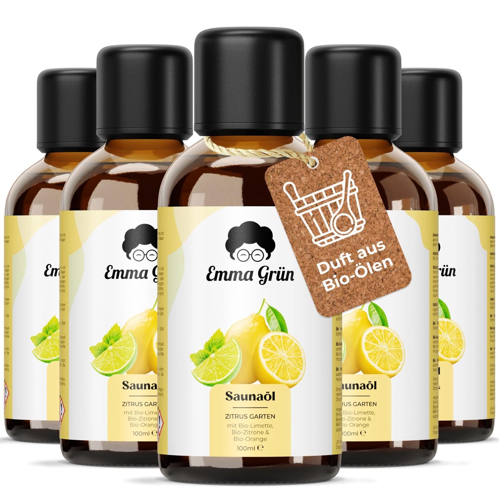 Bio-Saunaaufguss Zitrus Garten Emma Grün 5 x 100 ml