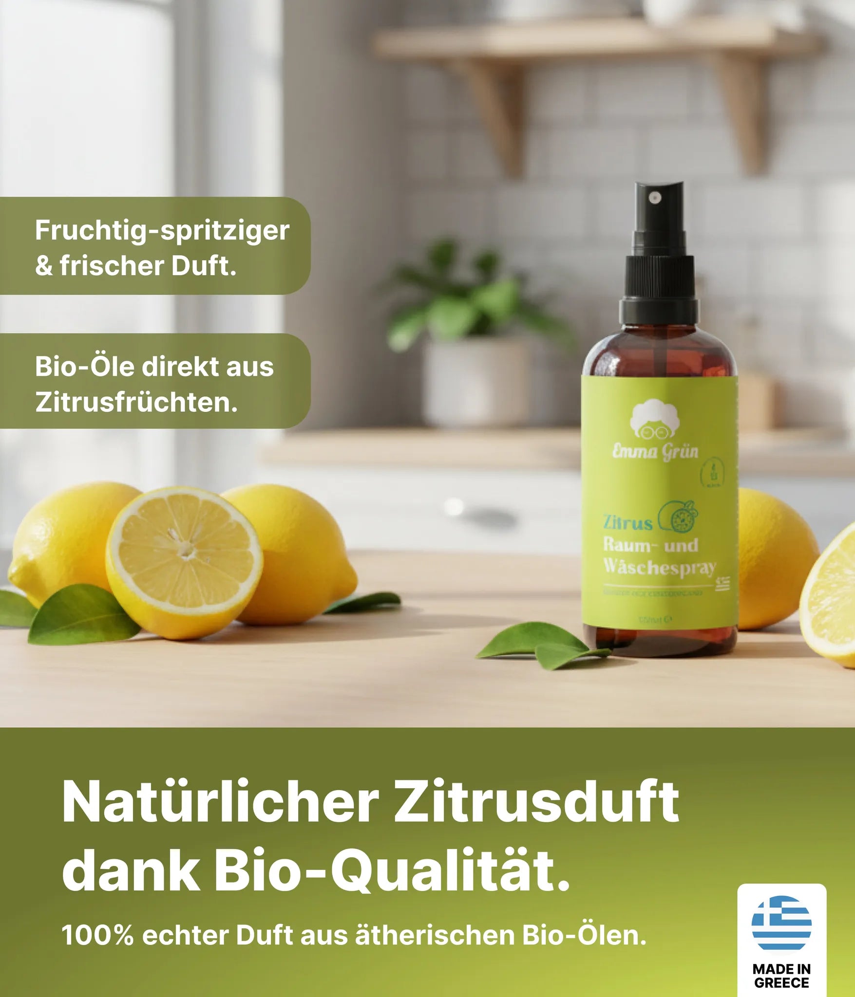 Bio Zitrus Raumspray Emma Grün