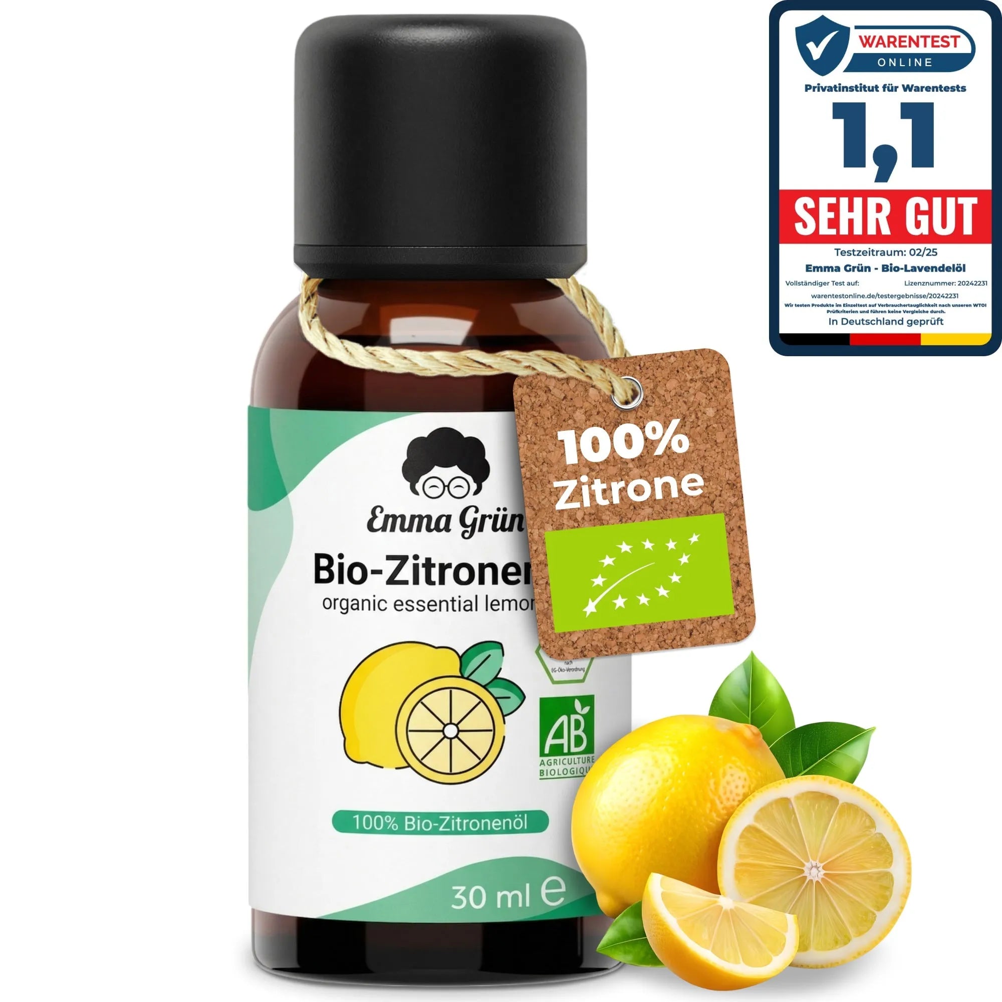 Bio-Zitronenöl (30 ml) Emma Grün